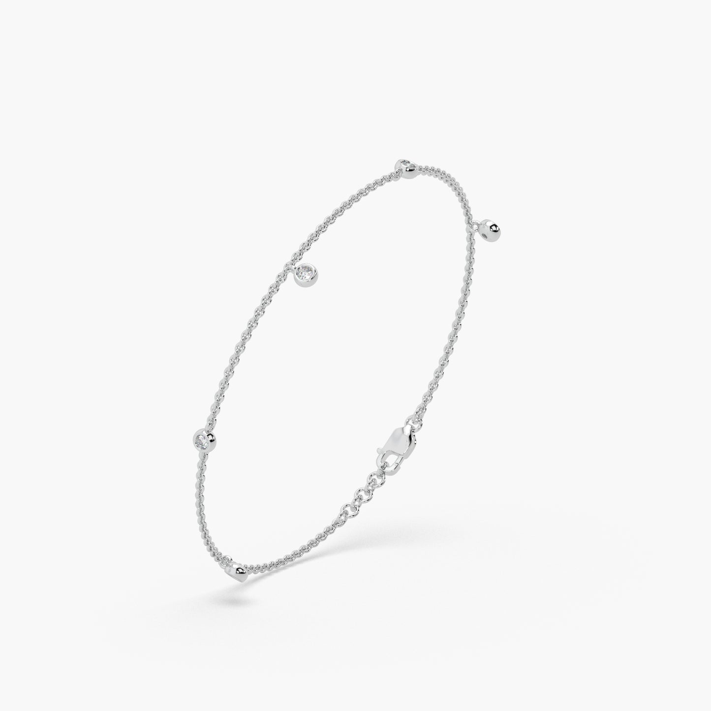 Guru Jewel's Round Diamond Studded Fascinating Silver Loose Bracelet For Her