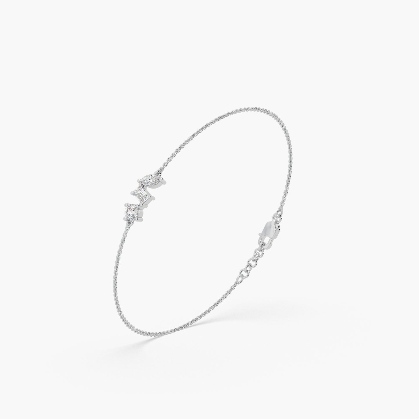 Guru jewel's Fancy Shaped Solitaire Diamond Studded Silver Loose Bracelet For Her