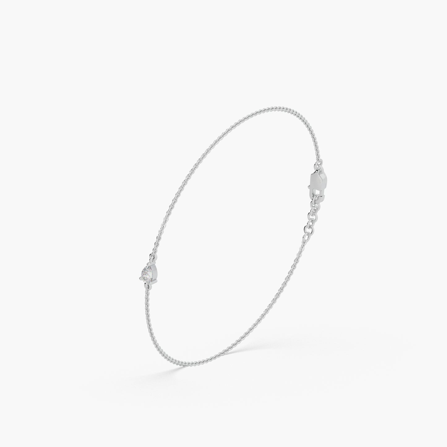 Guru Jewel's Fancy Pear Shaped Diamond Studded Silver Loose Bracelet For Her