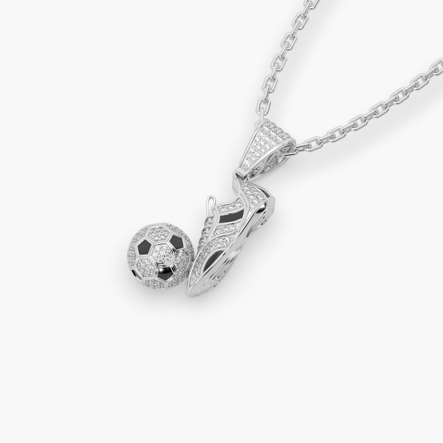 Guru Jewel's Football Special Diamond Studded Silver Only Pendant