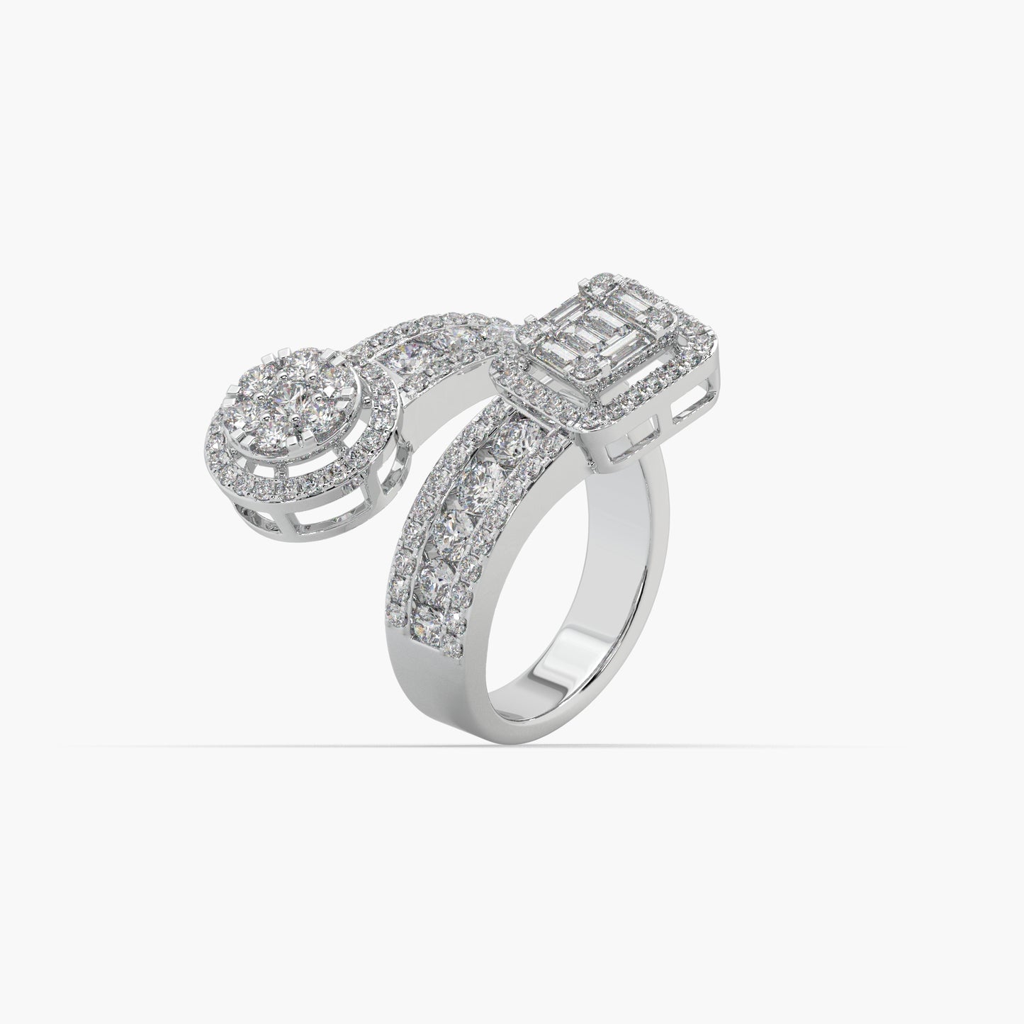 Guru Jewel's Round And Bugget Studded Fascinating Silver Ring For Her