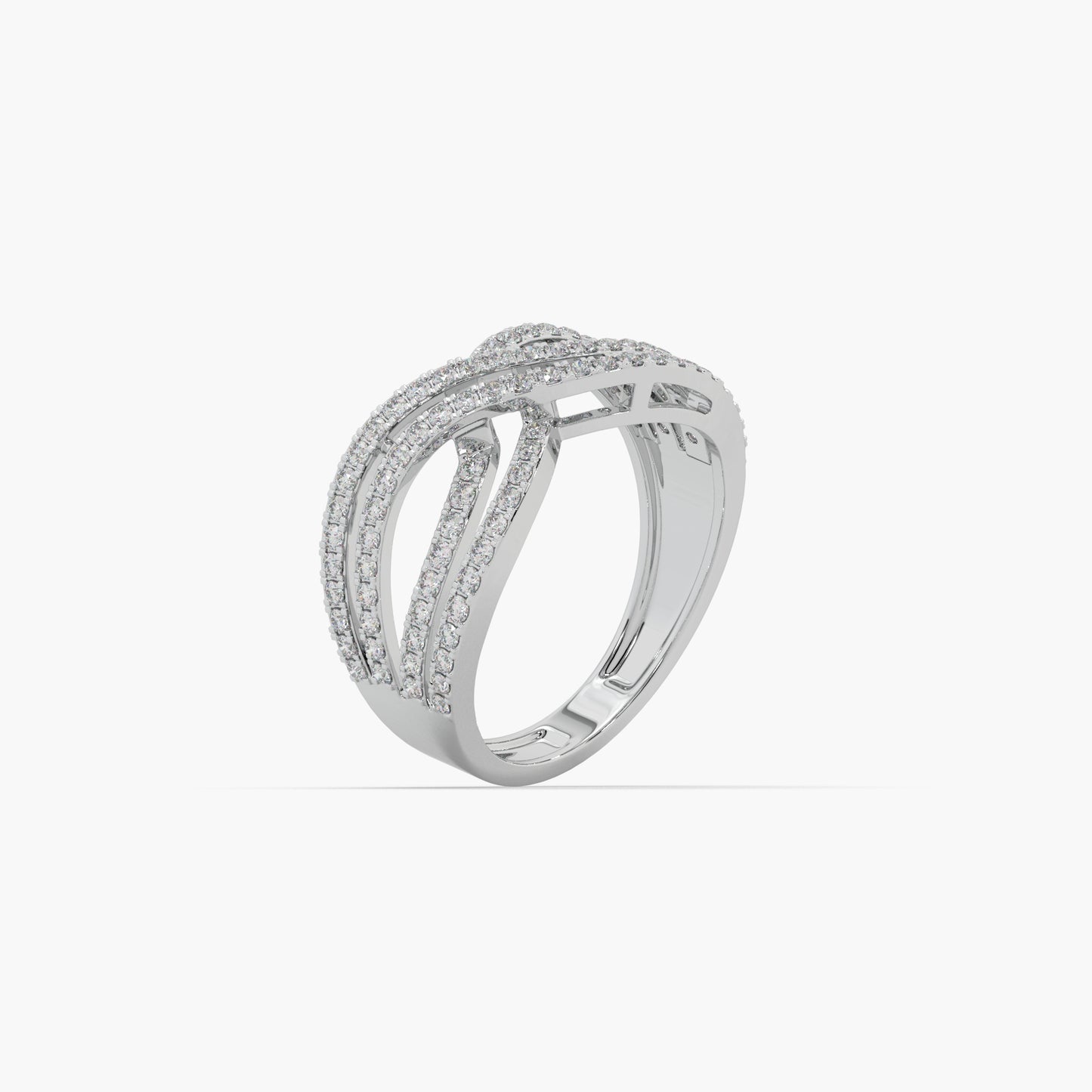 Guru Jewel's Round Diamond Studded Alluring Silver Ring For Her