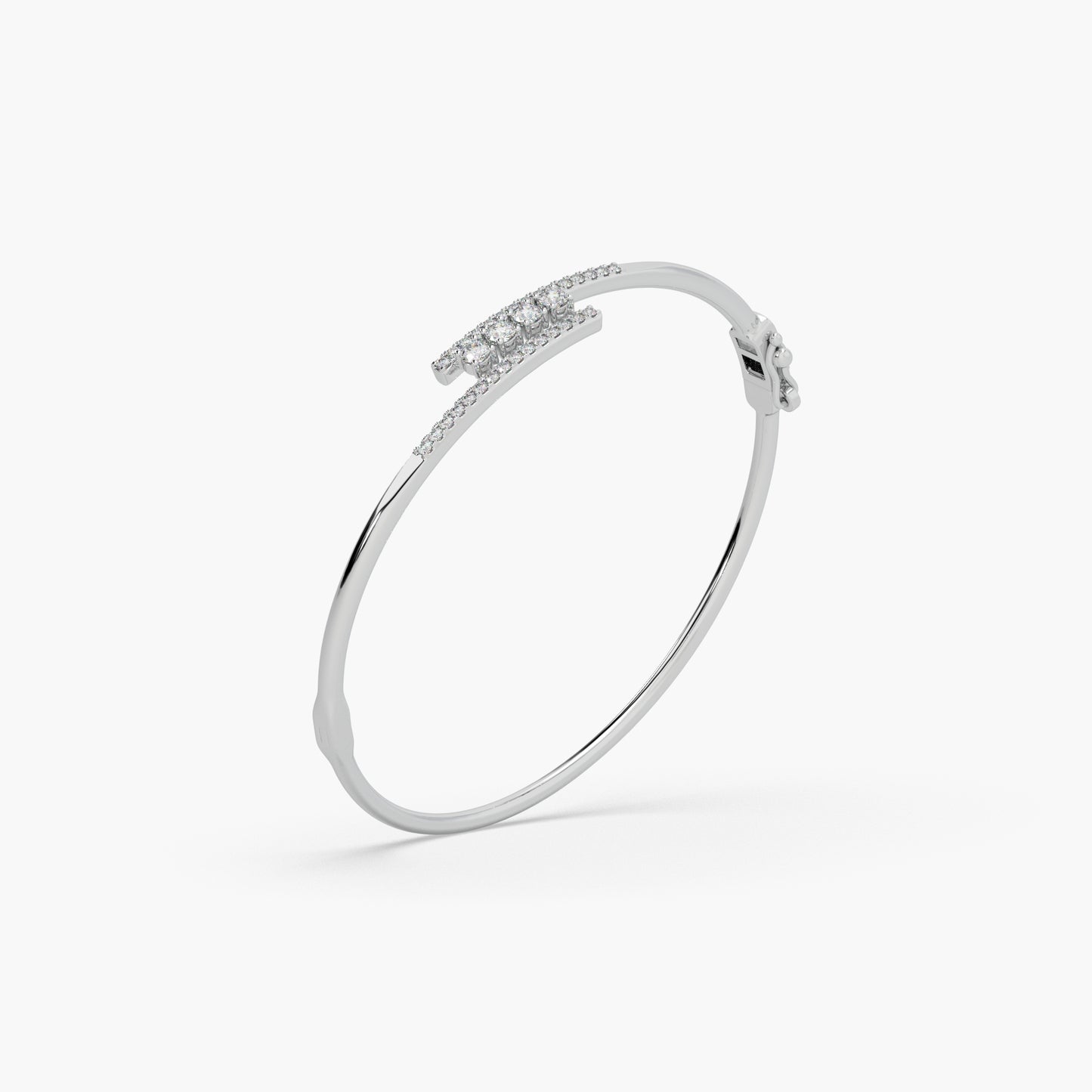 Guru Jewel's Round Diamond Studded Fascinating Silver Bracelet For Her