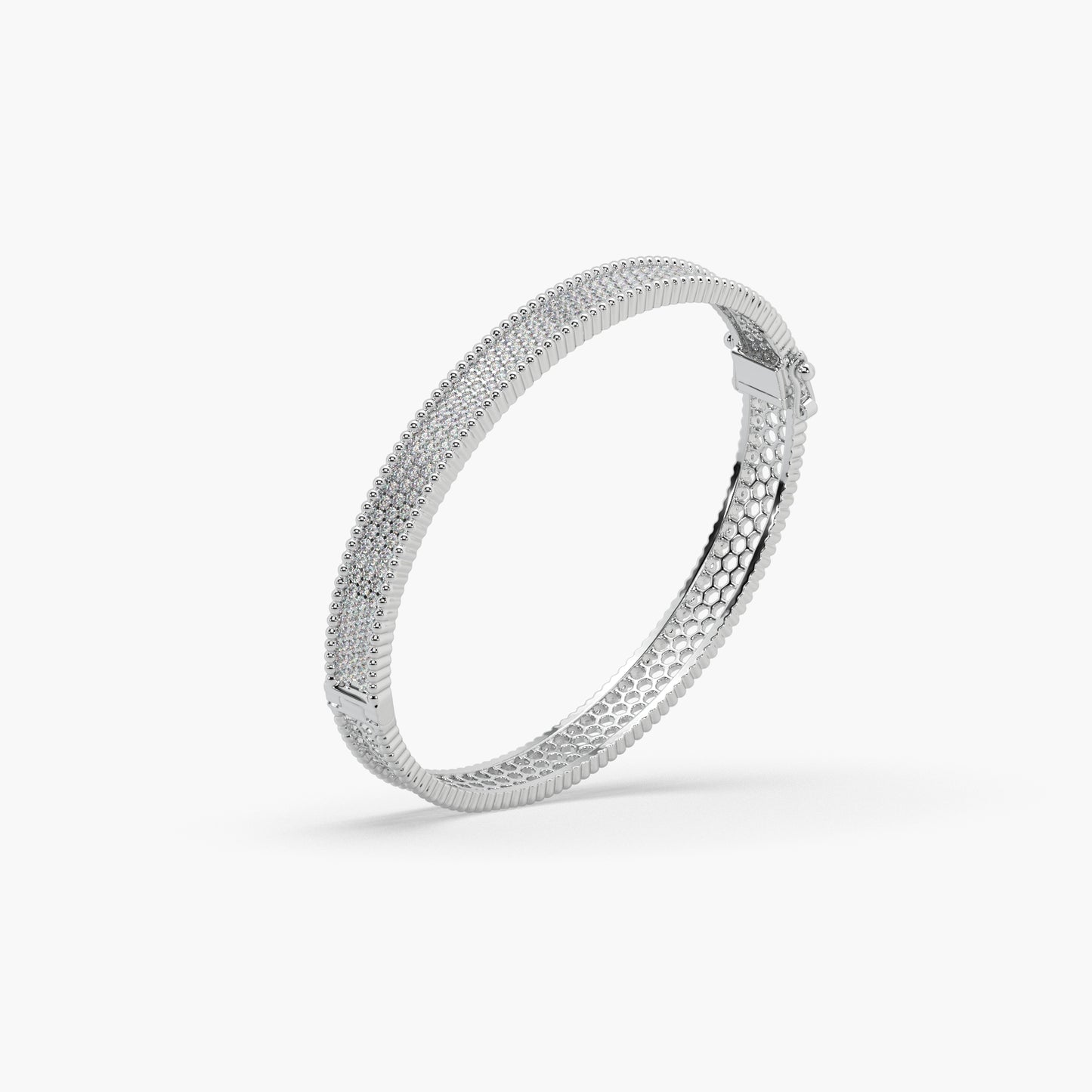 Guru Jewel's Round Diamond Studded Exclusive Silver Bracelet For Her