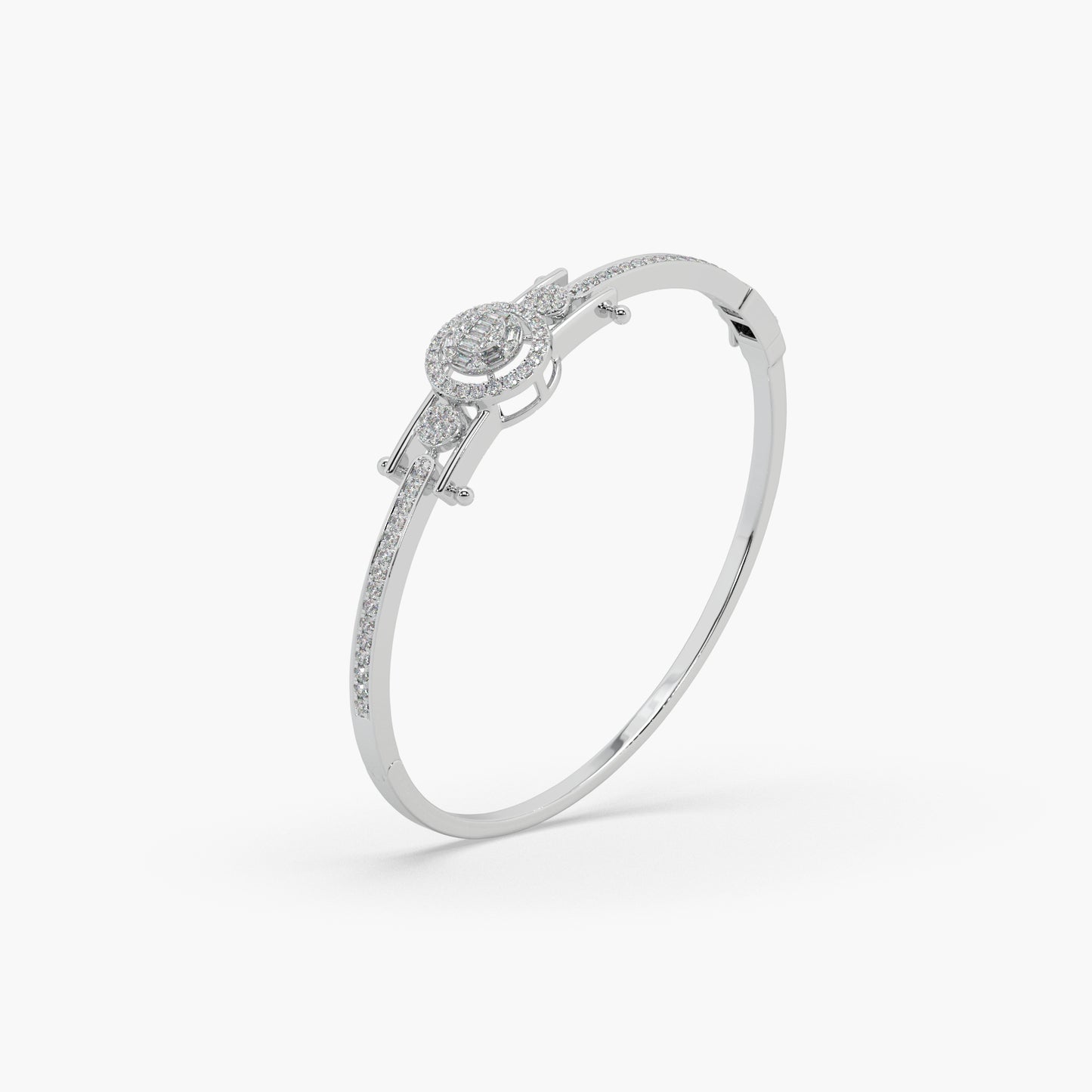 Guru Jewel's Round And Baguette Studded Attractive Silver Bracelet For Her