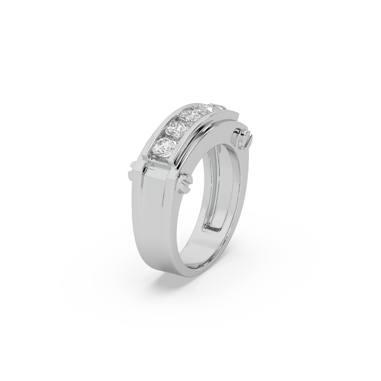 Attractive 925 Silver Stunning Diamond 1.20 Ct Studded Gents Ring For Him