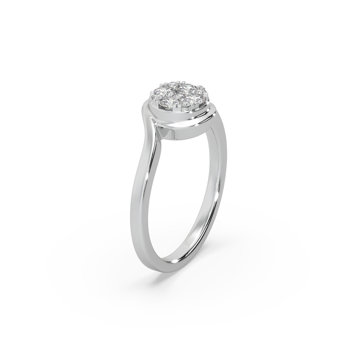 Captivating 925 Silver And Round Diamond Studded Ladies Ring For Her