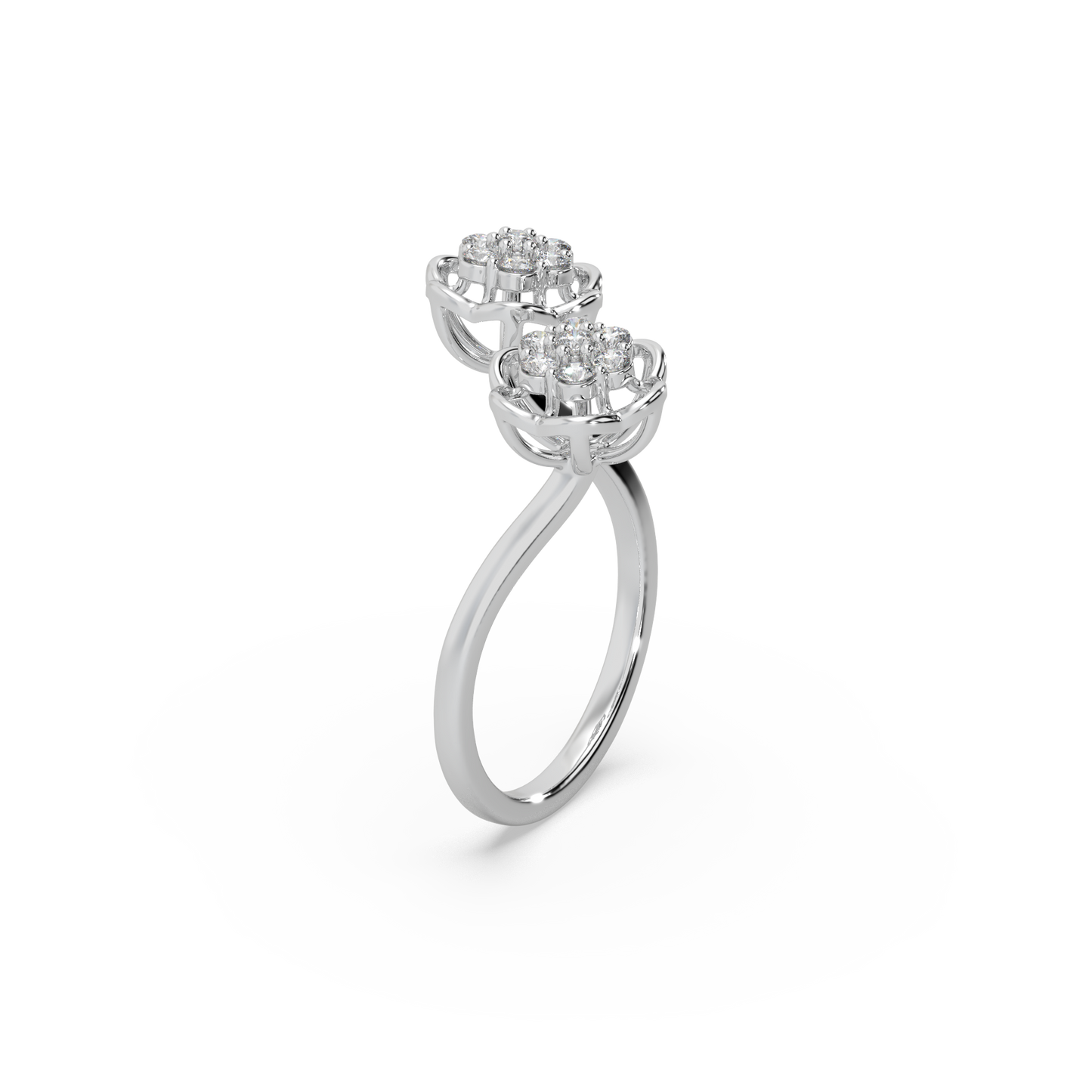 Exclusive Twin Piece 925 Silver Moissanite Studded Ladies Ring For Her