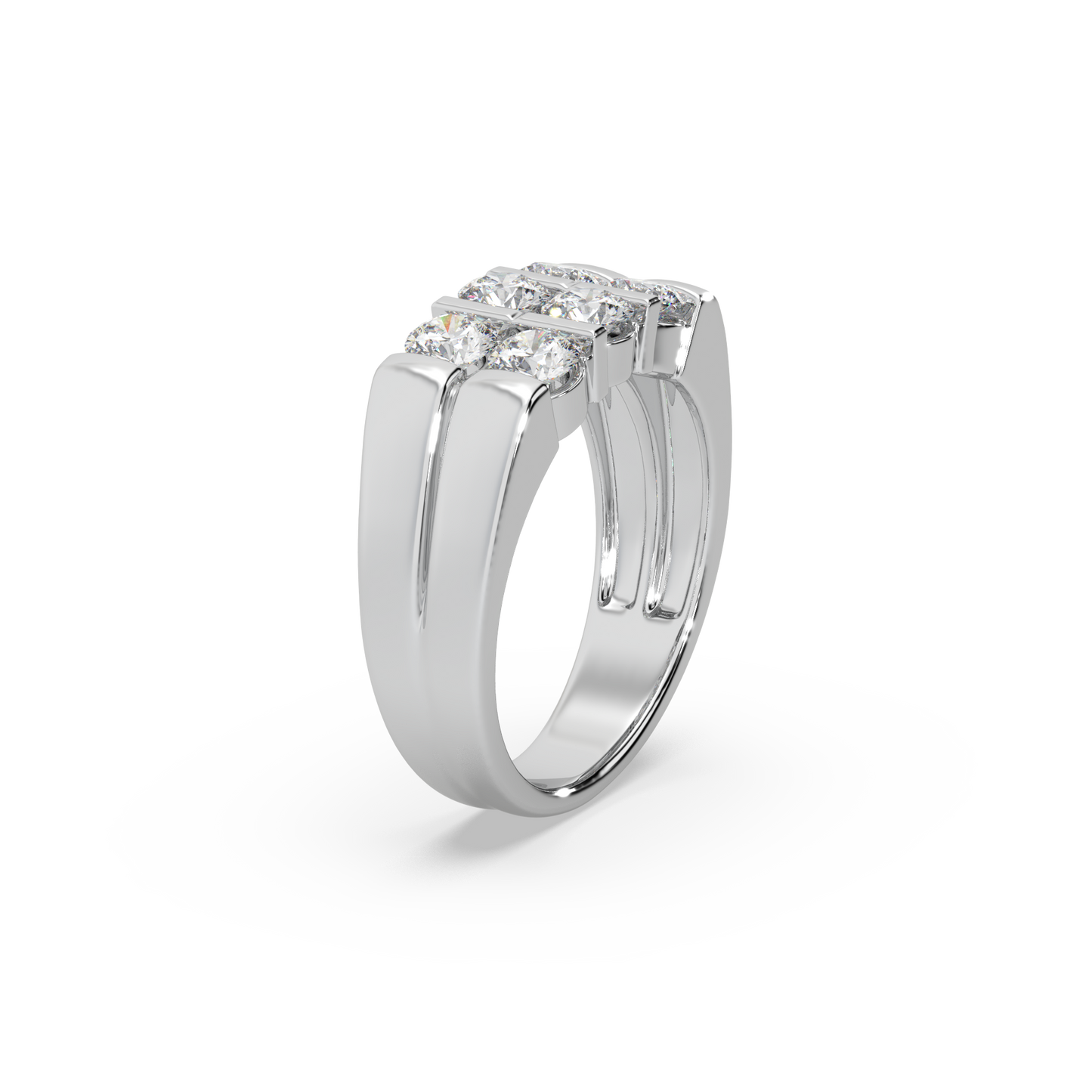 Astonishing Silver 925 Round Diamond Studded Gents Ring For Him