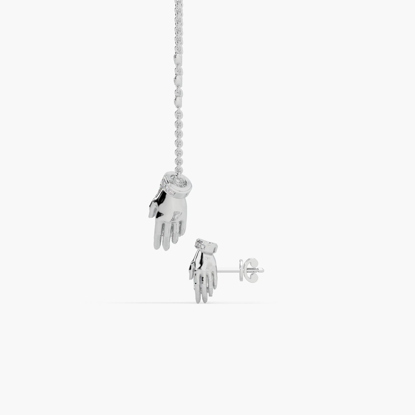 Guru Jewel's Fancy Shaped Diamond Studded Silver Pendant Set For Her