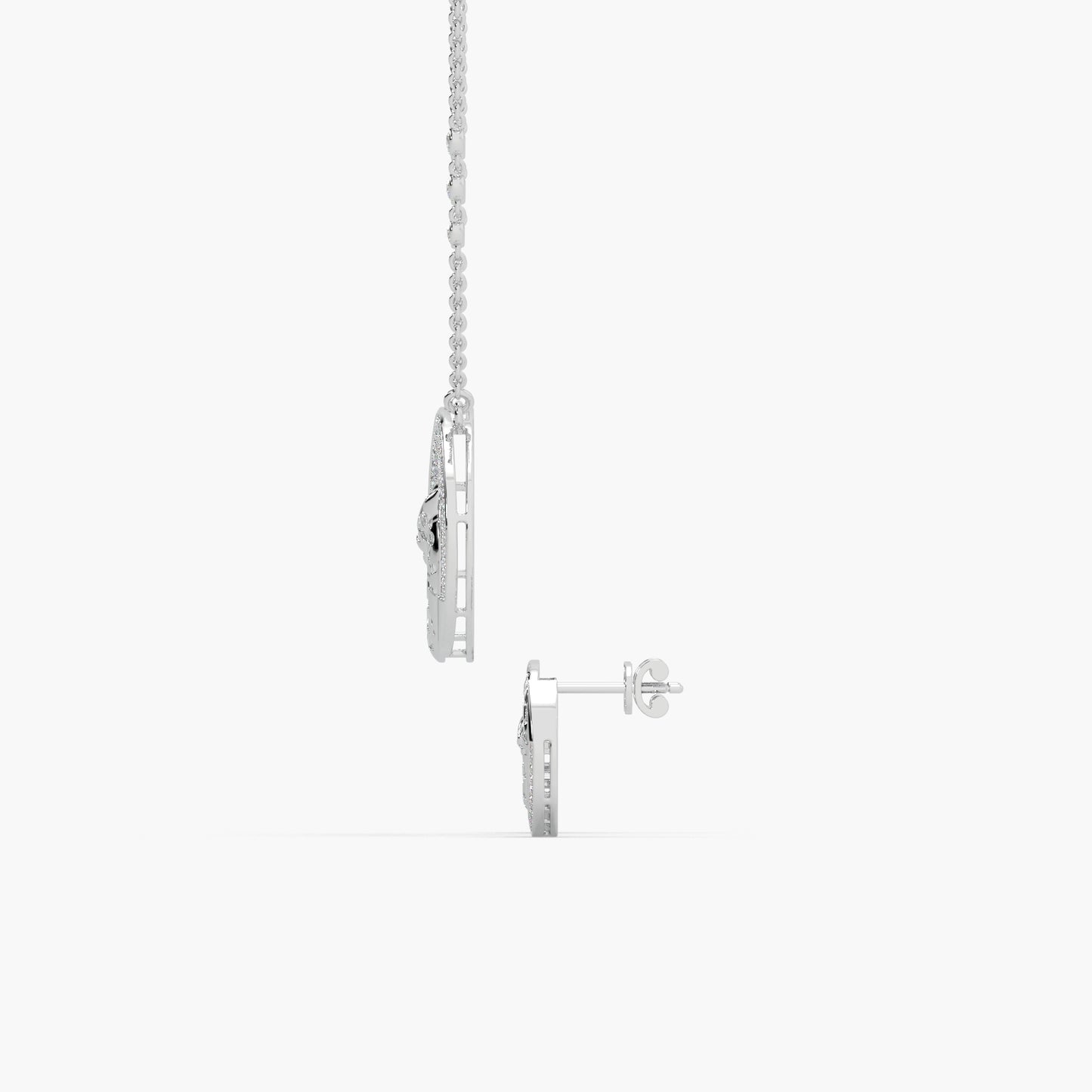 Guru Jewel's Jaguar Design Diamond Studded Silver Pendant Set For Her