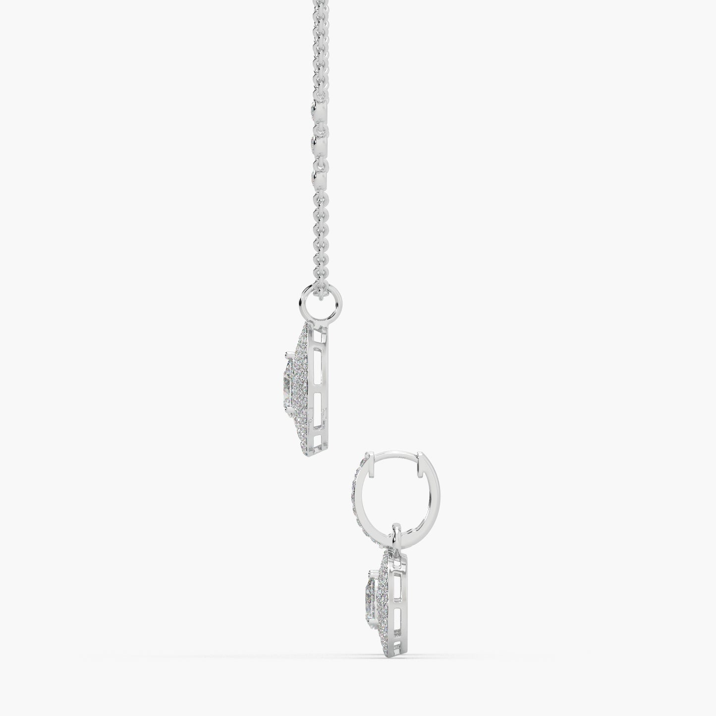 Guru Jewel's Fabulous Fancy Shaped Solitaire Studded Silver Pendant Set For Her