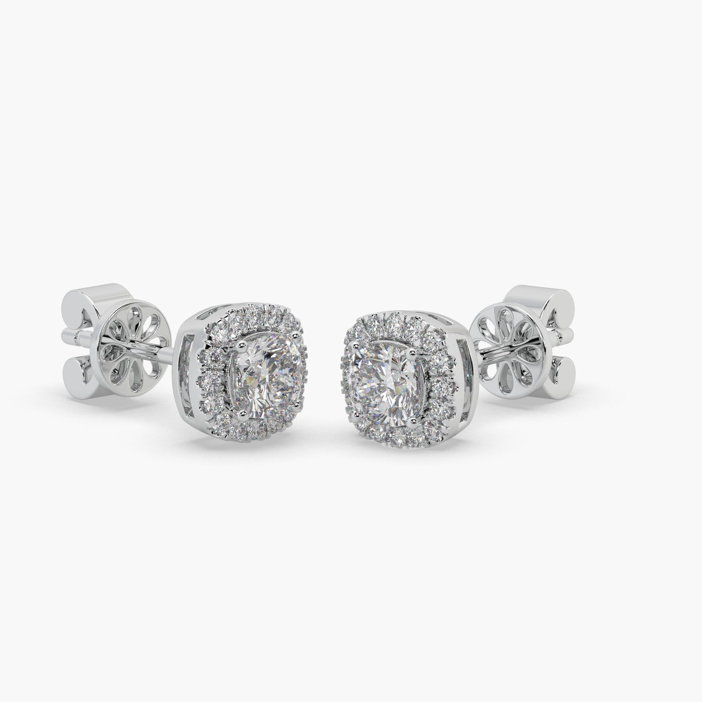 Guru Jewel's Cushion Shaped Fancy Diamond Studded Captivating Silver Earrings For Her