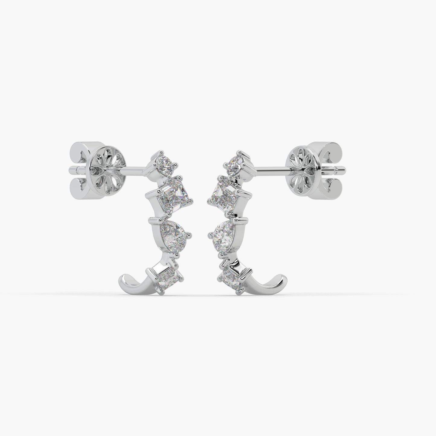 Guru Jewel's Multi Shape Diamond Studded Fascinating Silver Earrings For Her