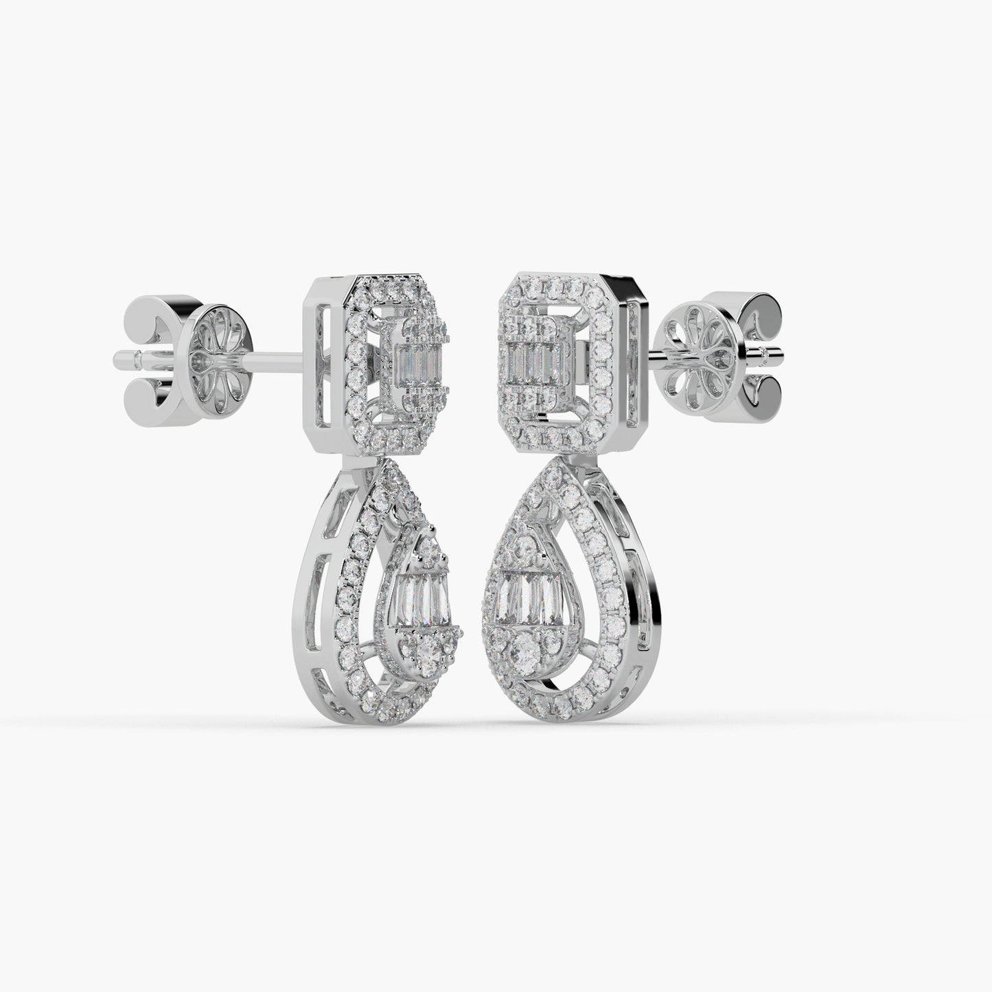 Guru Jewel's Diamond Studded Devastating Silver Earrings For Her