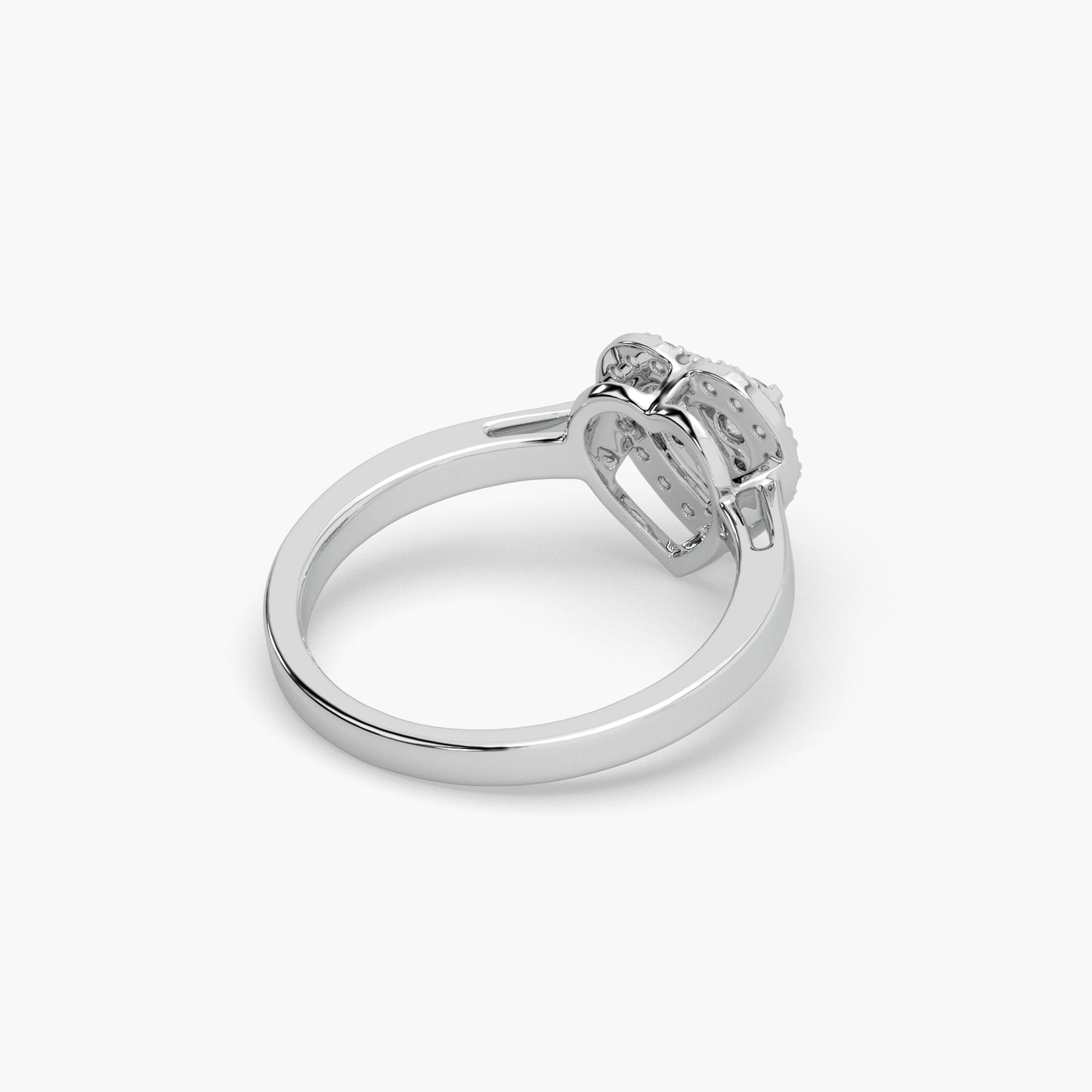 Guru Jewel's Round Diamond Studded Heart Shaped Silver Ring For Her