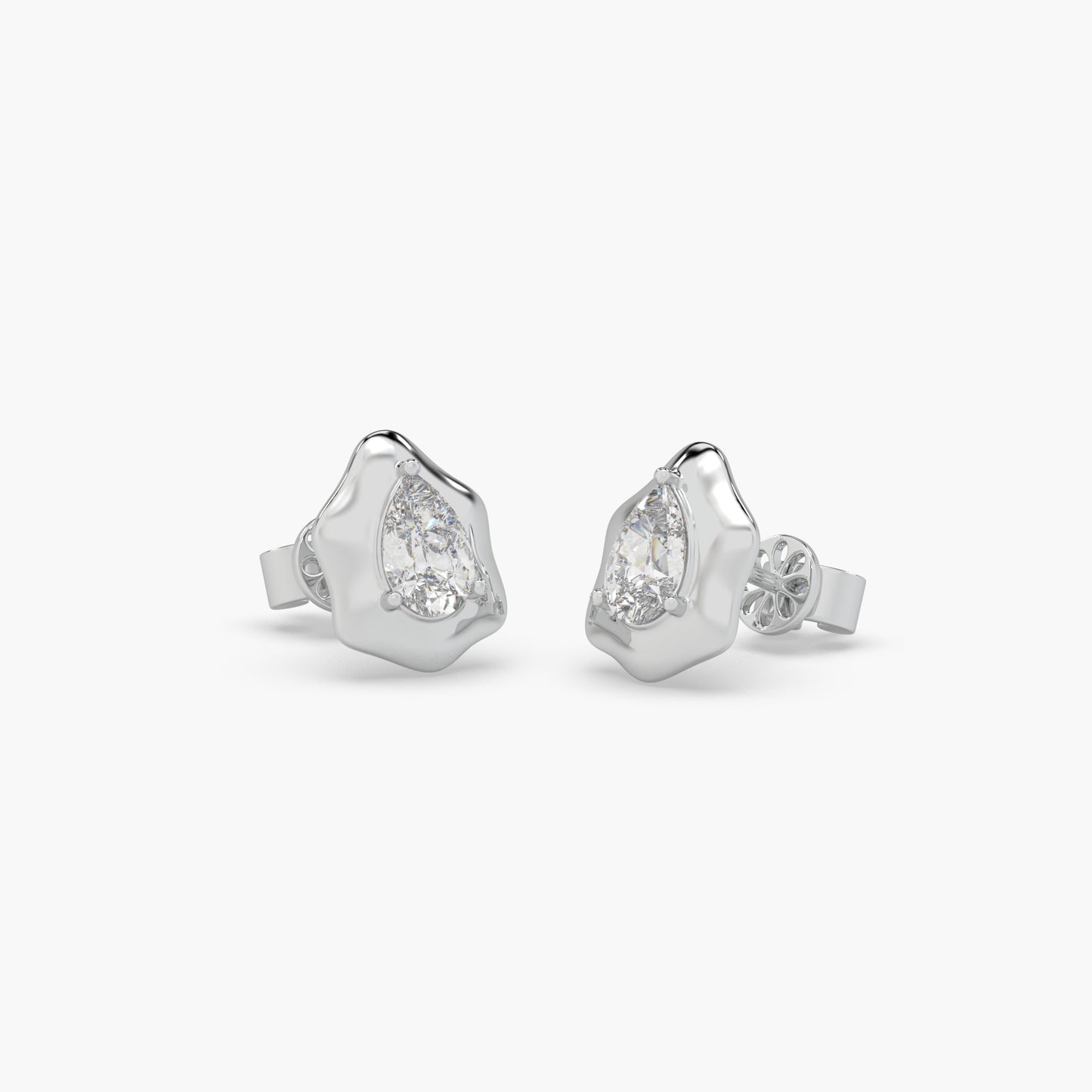 Guru Jewel's Attractive Fancy Pear Shape Diamond Studded Silver Earrings For Her