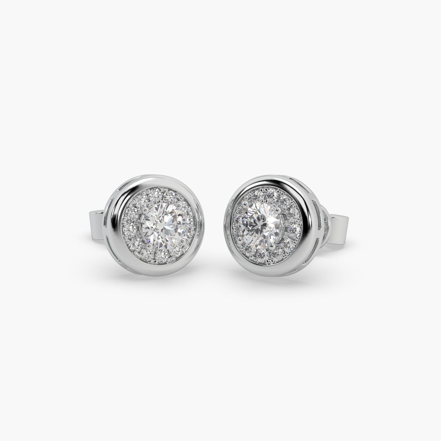 Guru Jewel's Round Diamond Studded Round Shaped Attractive Silver Earrings For Her
