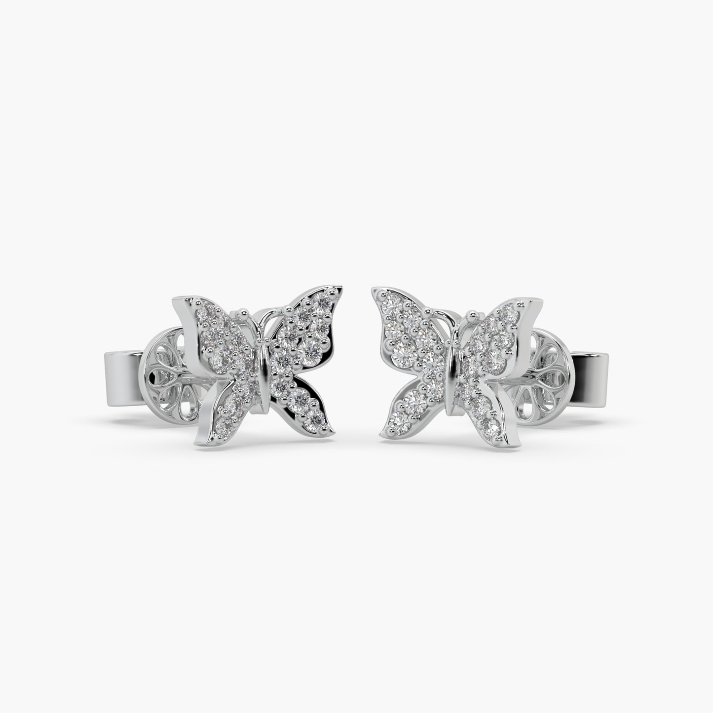 Guru Jewel's Moissanite Studded Silver Butterfly Earings For Her