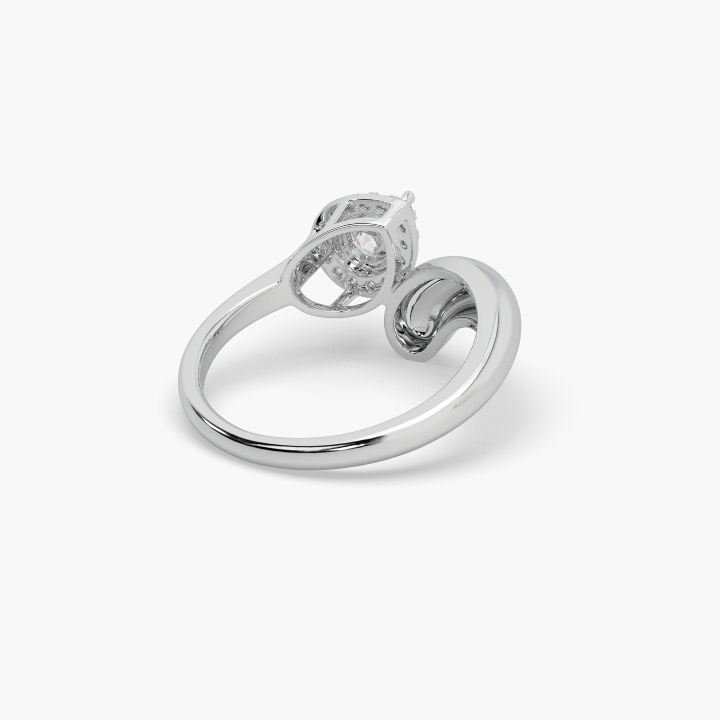 Guru Jewel's Fascinating Fancy Pear And Round Diamond Studded Silver Ring For Her