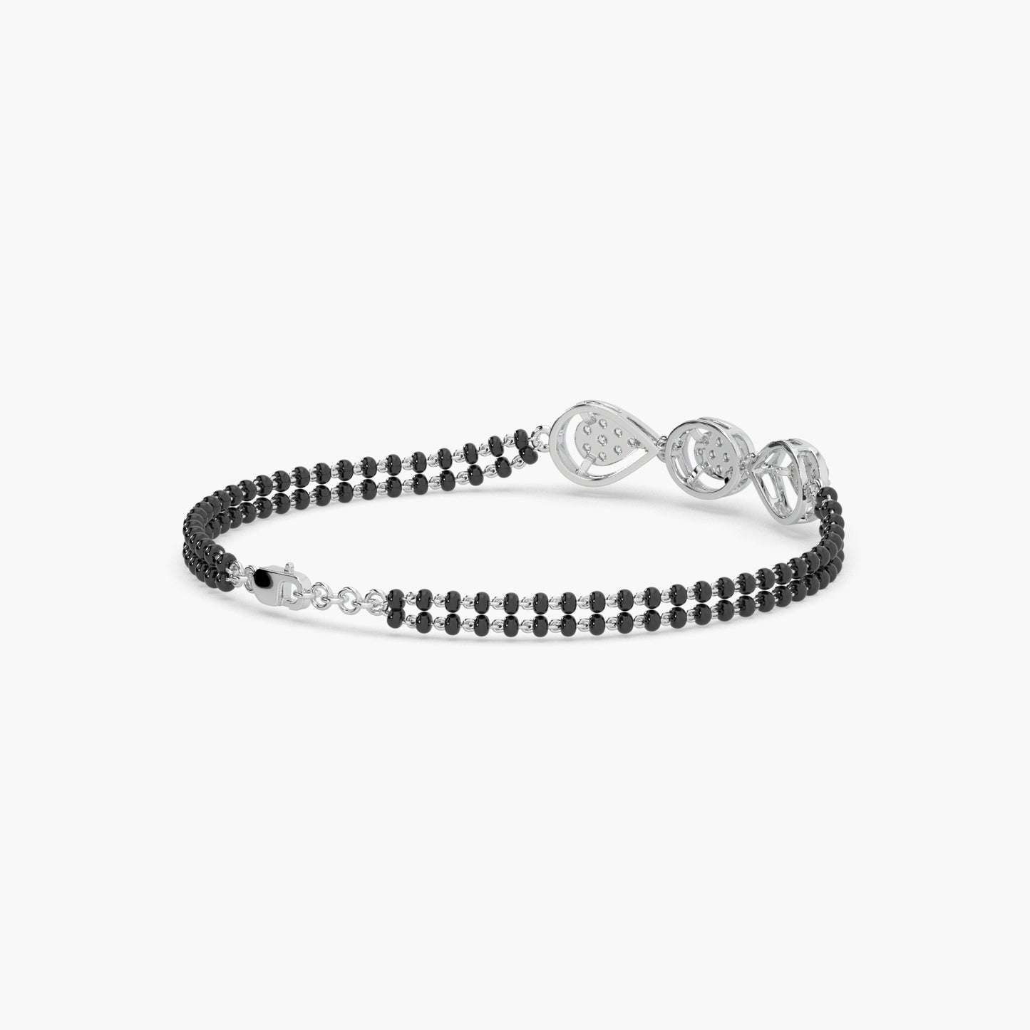 Guru Jewel's Diamond Studded Alluring Silver Mangalsutra Bracelet For Her