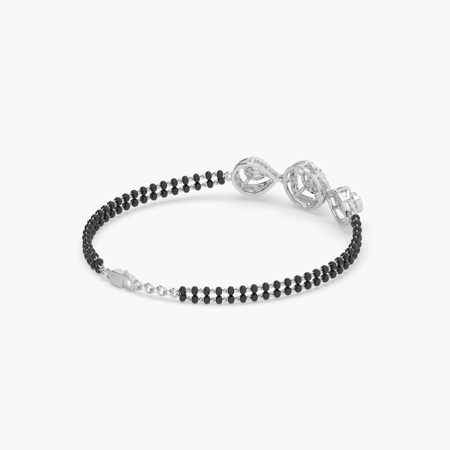 Guru Jewel's Beauteous Diamond Studded Silver Mangalsutra Bracelet For Her