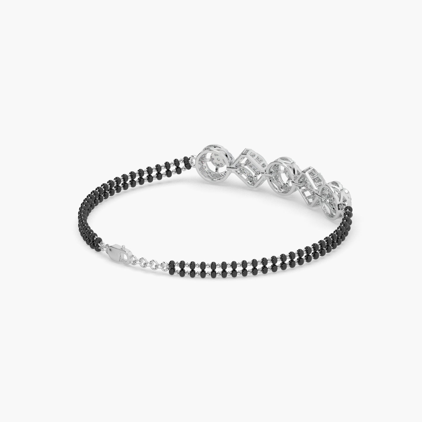 Guru Jewel's Exclusive Diamond Studded Silver Mangalsutra Bracelet For Her
