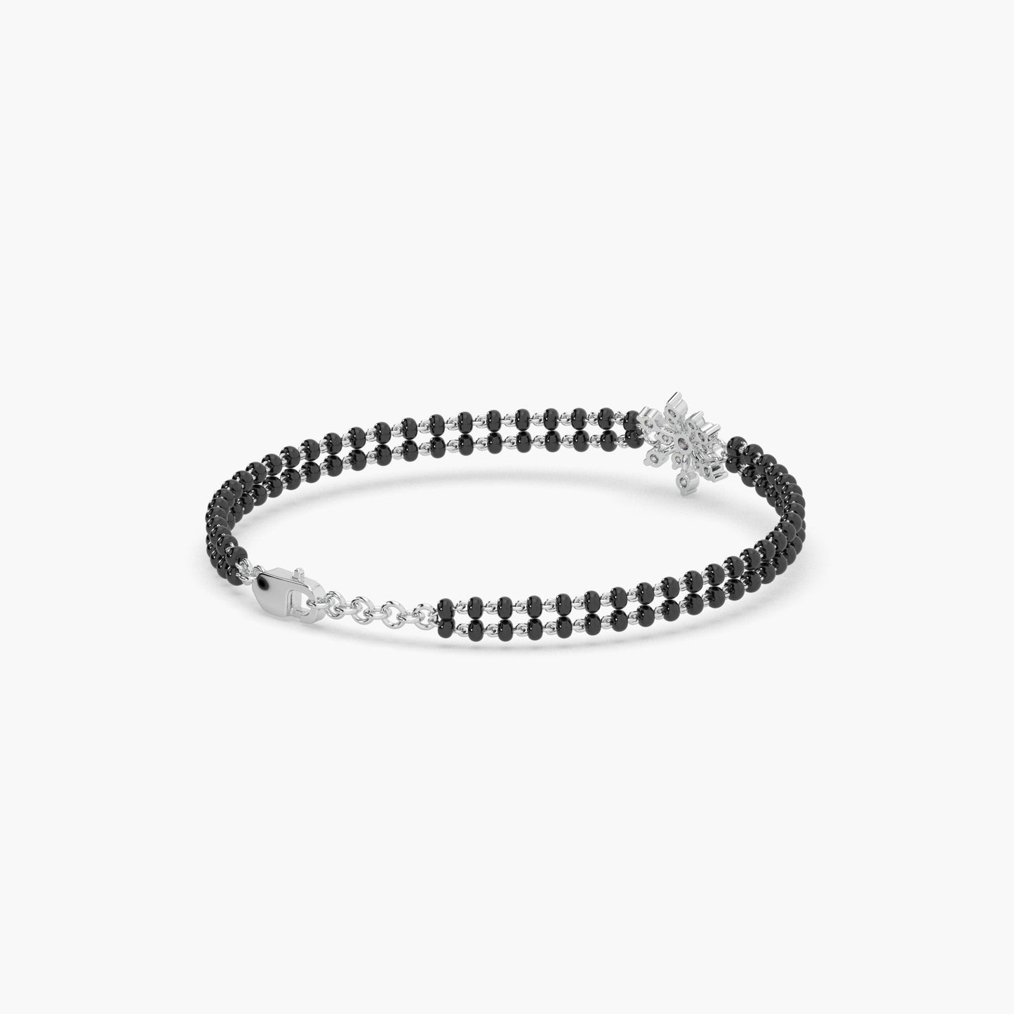 Guru Jewel's Impressive Diamond Studded Silver Mangalsutra Bracelet For Her