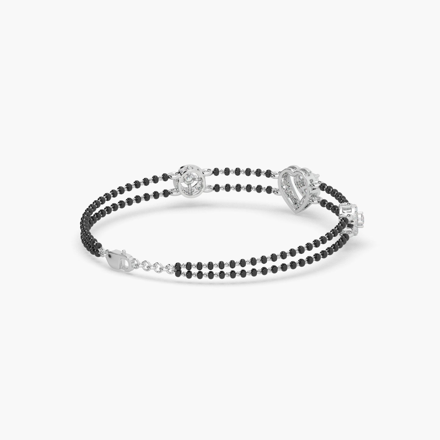Guru jewel's Stunning Diamond Studded Silver Mangalsutra Bracelet For Her