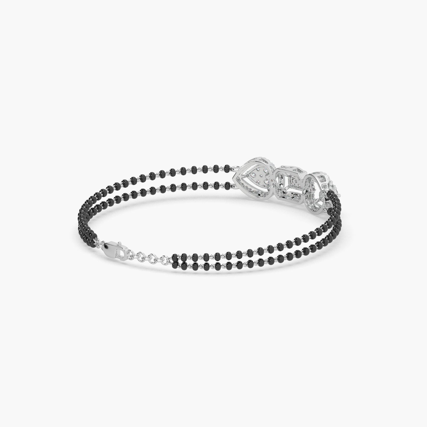 Guru Jewel's Round Diamond Studded Silver Mangalsutra Bracelet For Her