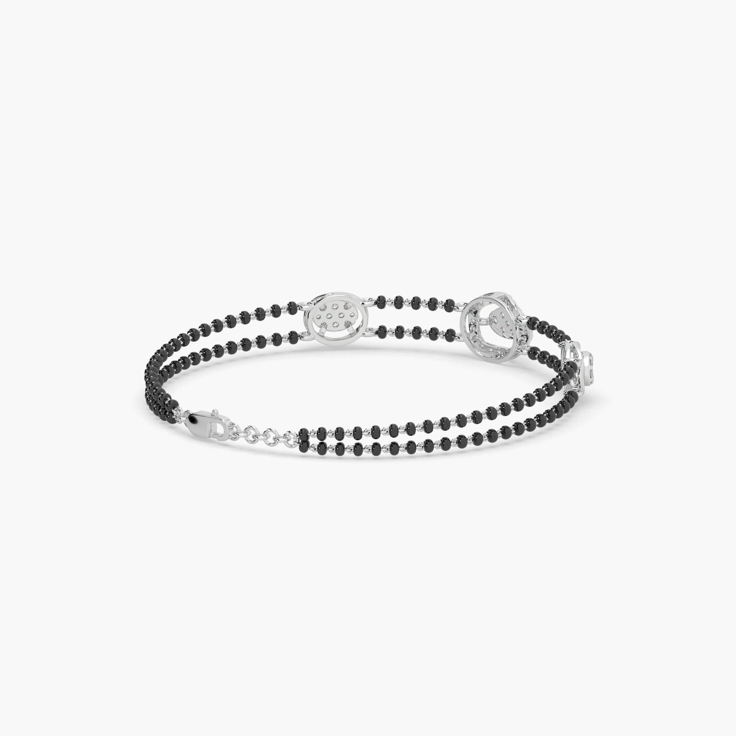 Guru Jewel's Diamond Studded Exclusive Silver Mangalsutra Bracelet For Her