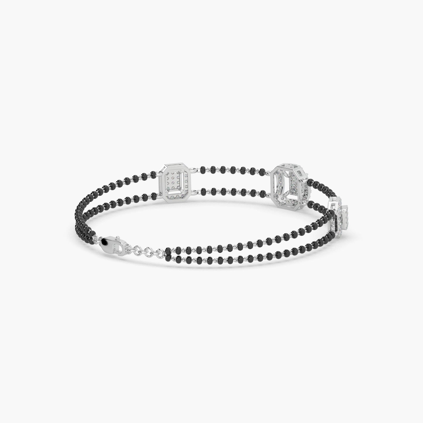 Guru Jewel's Diamond Studded Astonishing Silver Mangalsutra Bracelet For Her