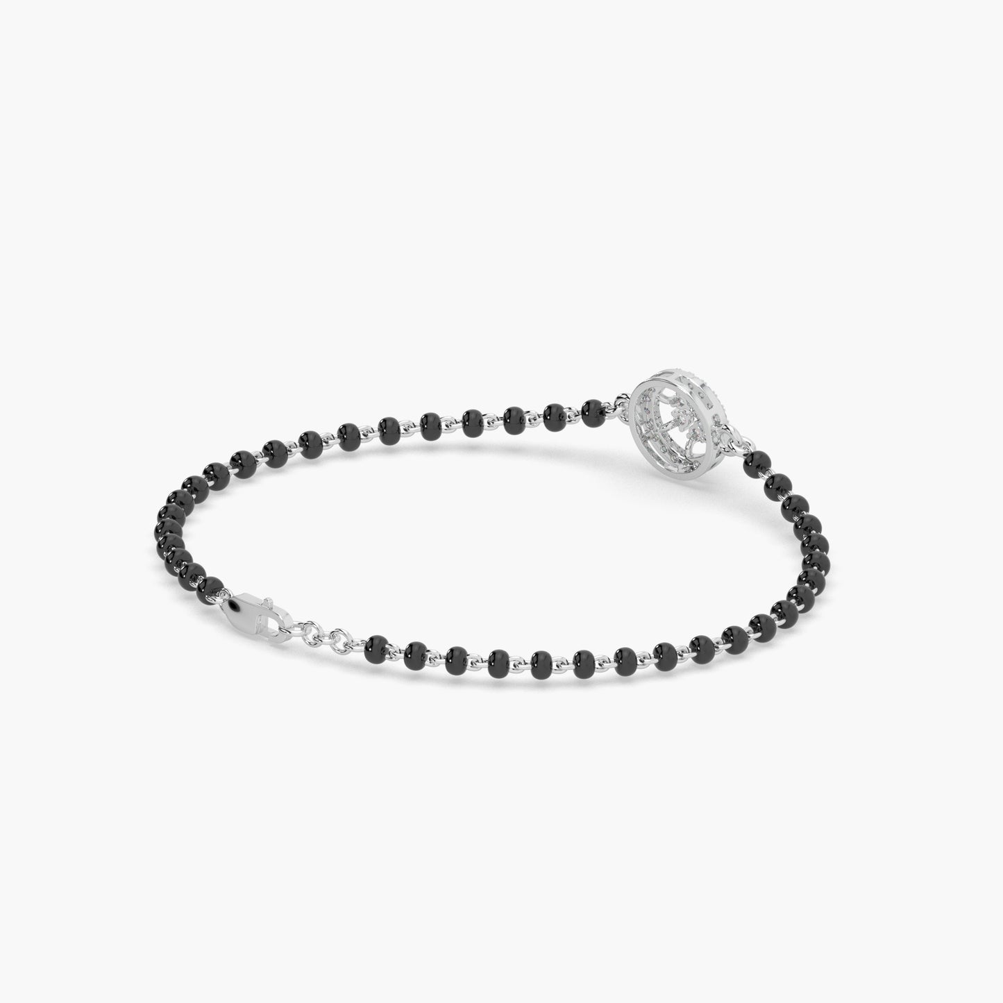 Guru Jewel's Beautiful Diamond Studded Silver Mangalsutra Bracelet For Her