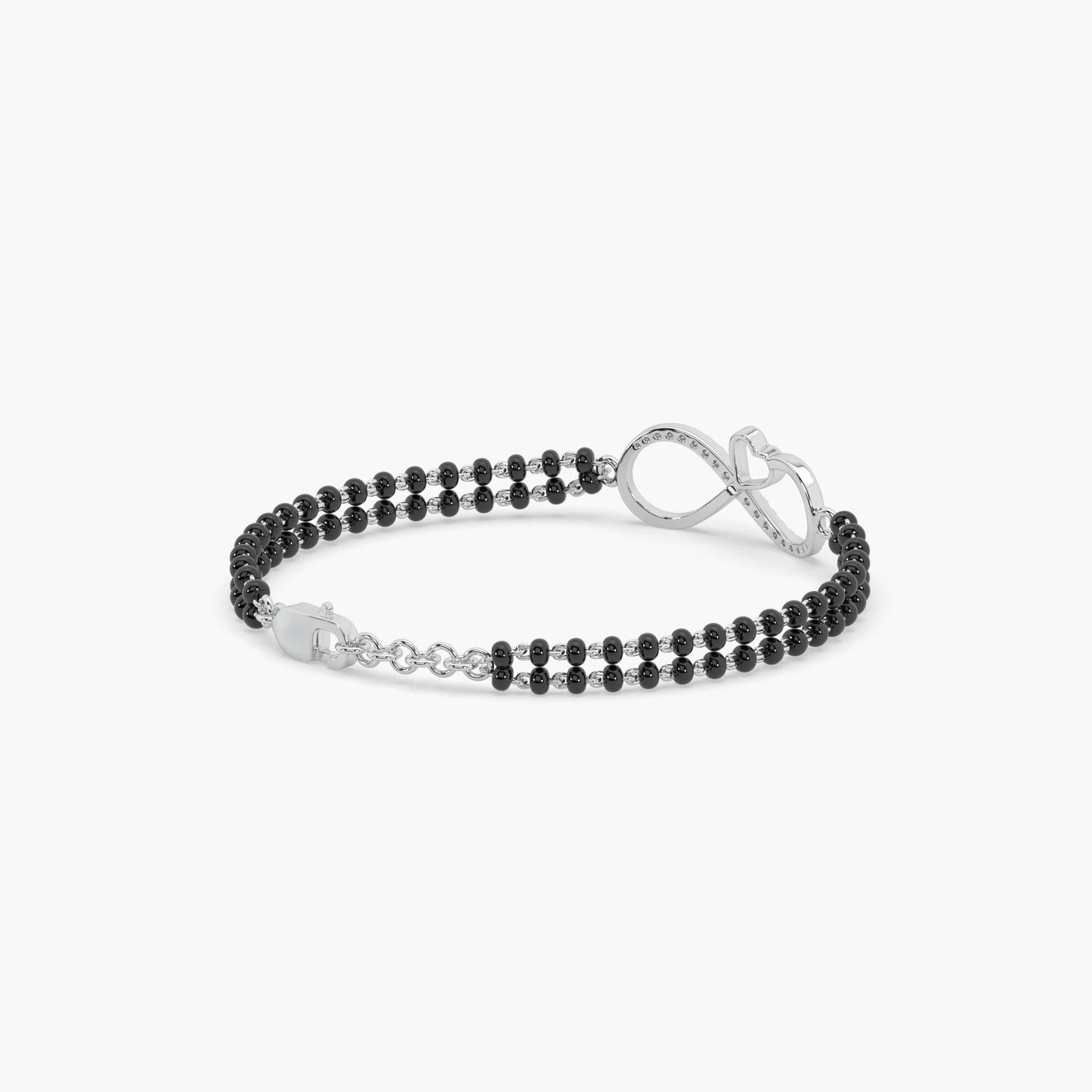 Guru Jewel's Diamond Studded Infinite Love Silver Mangalsutra Bracelet For Her