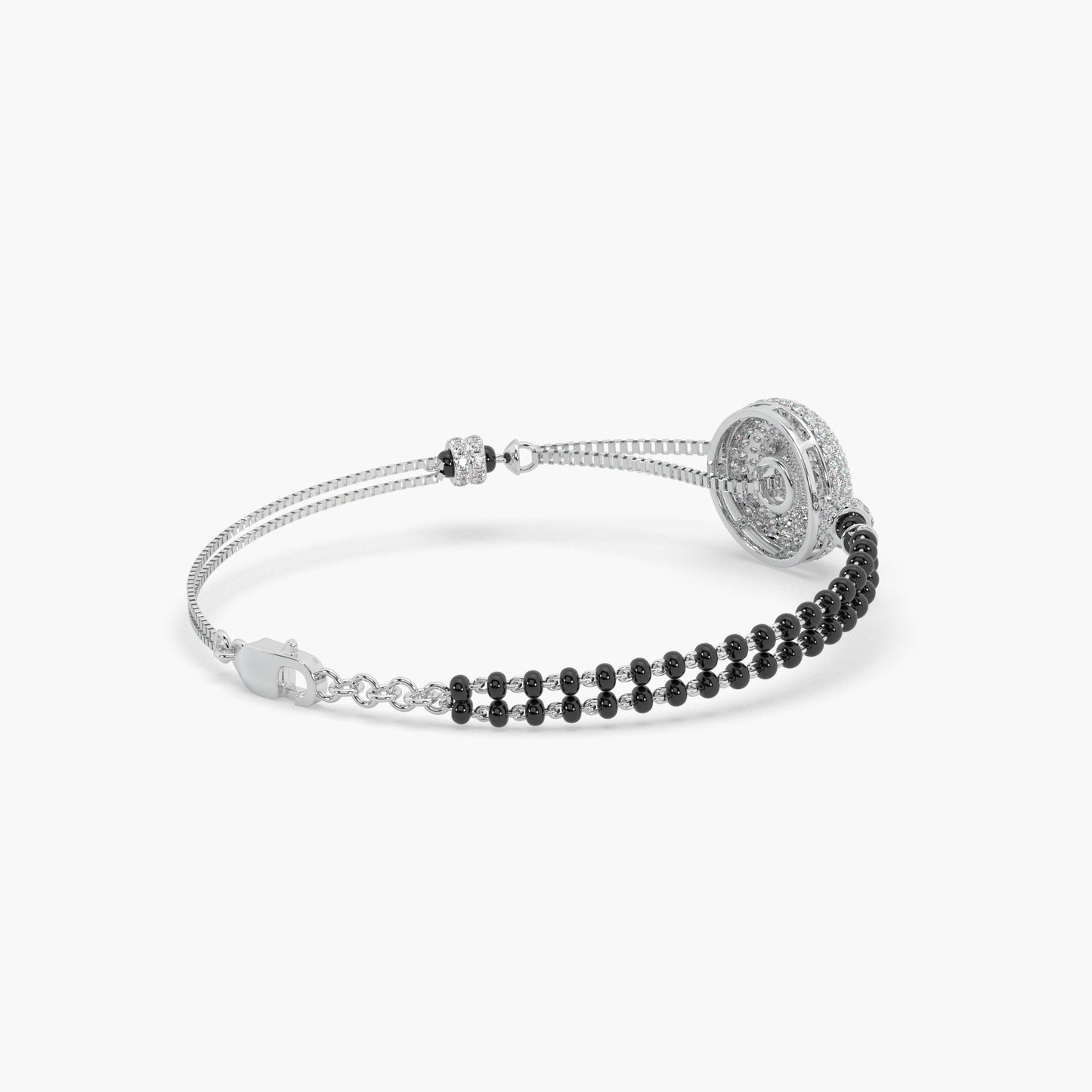 Guru Jewel's Diamond Studded Silver Mangalsutra Bracelet For Her