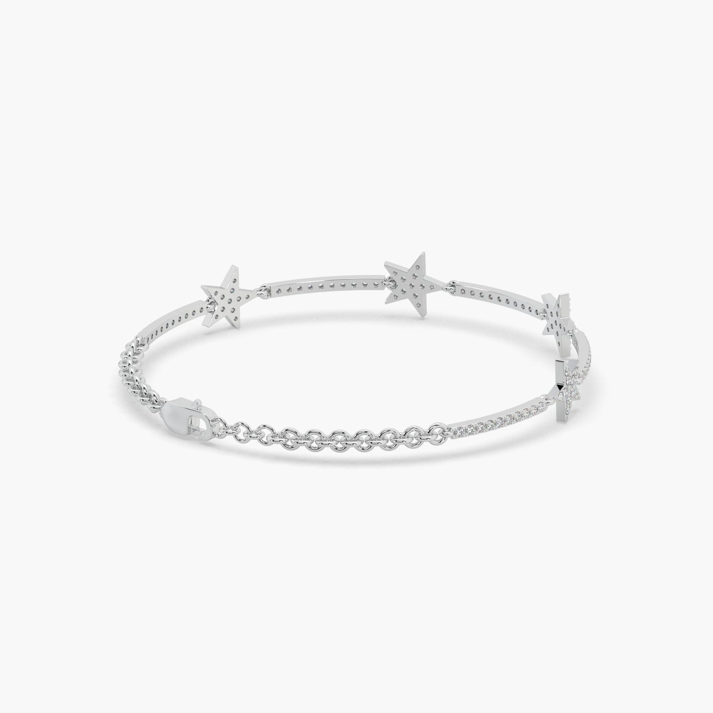 Guru Jewel's Star Shaped Silver Loose Bracelet For Her