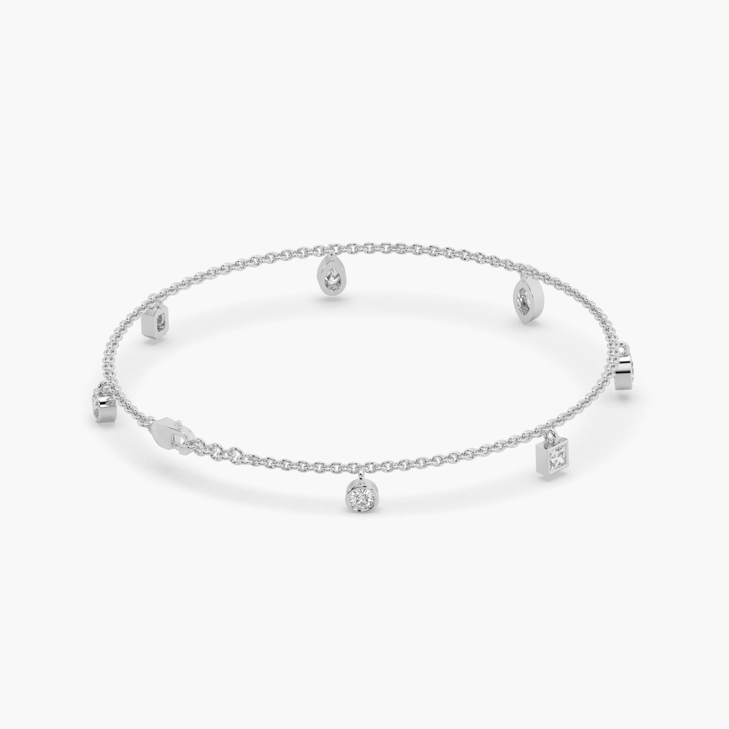 Guru Jewel's Fancy Diamond Studded Exclusive Silver Loose Bracelet For Her