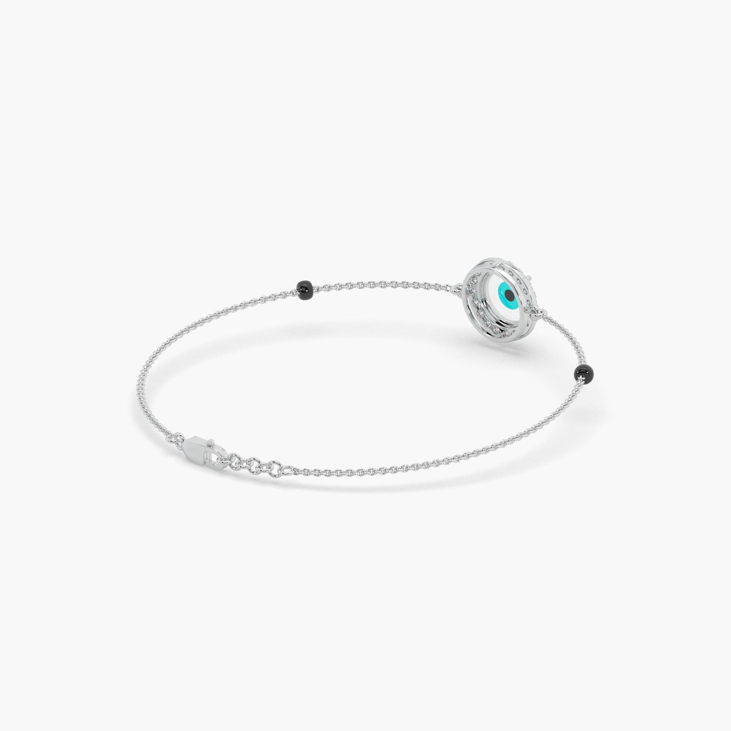 Guru Jewel's Diamond And Evil Eve Stone Studded Silver Loose Bracelet For Her