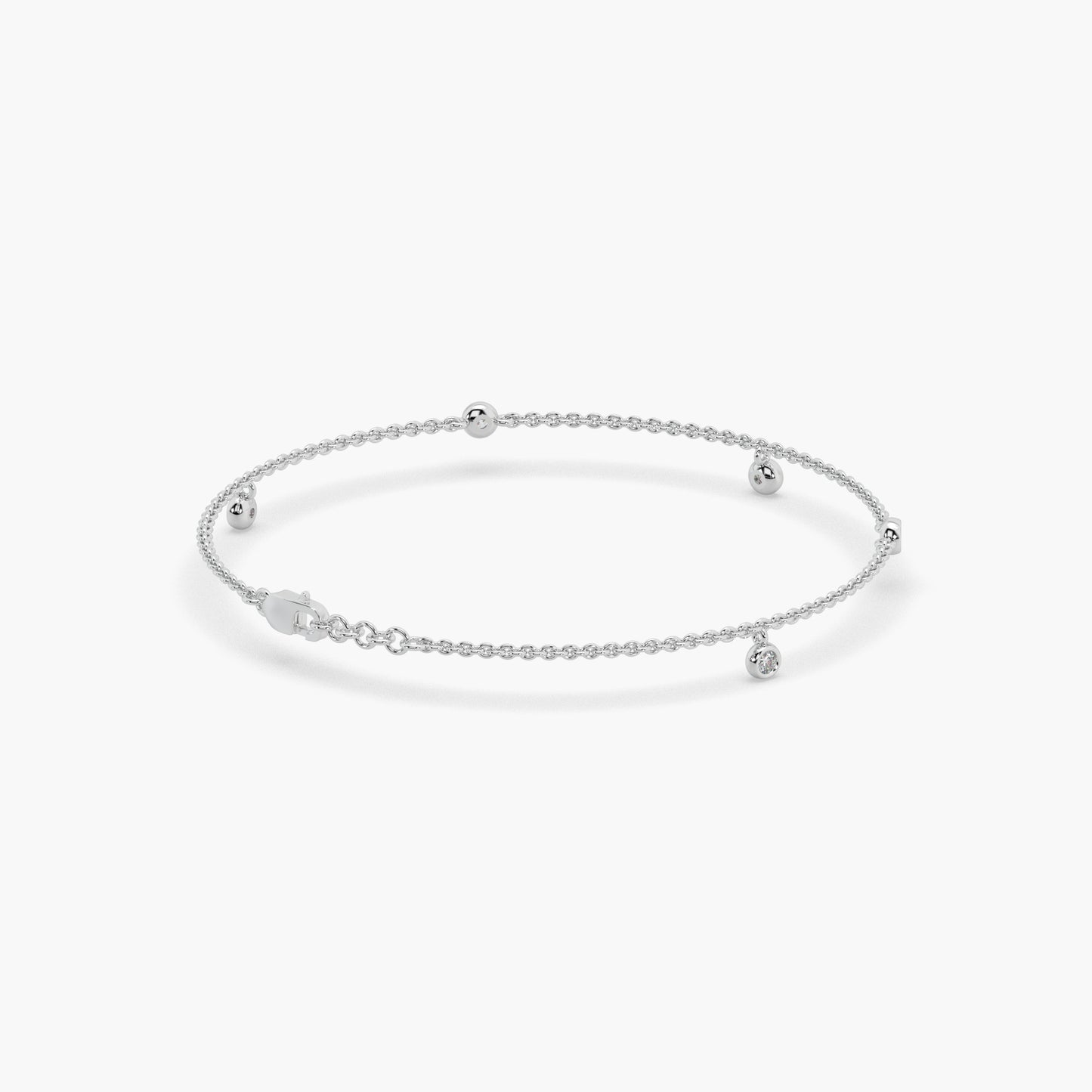 Guru Jewel's Round Diamond Studded Fascinating Silver Loose Bracelet For Her