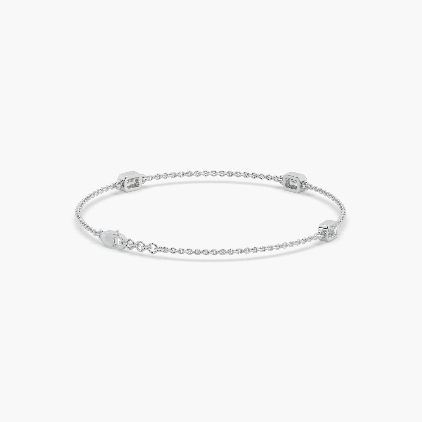 Guru Jewel's Fascinating Fancy Shaped Diamond Studded Silver Bracelet For Her