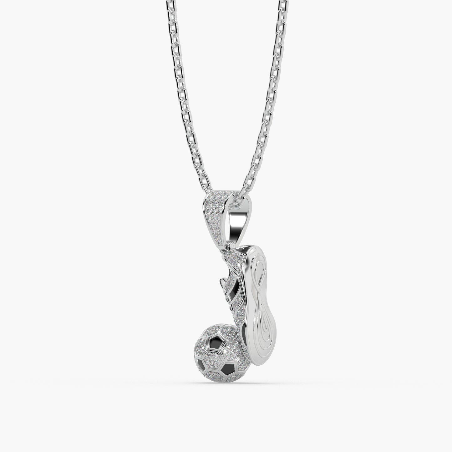 Guru Jewel's Football Special Diamond Studded Silver Only Pendant
