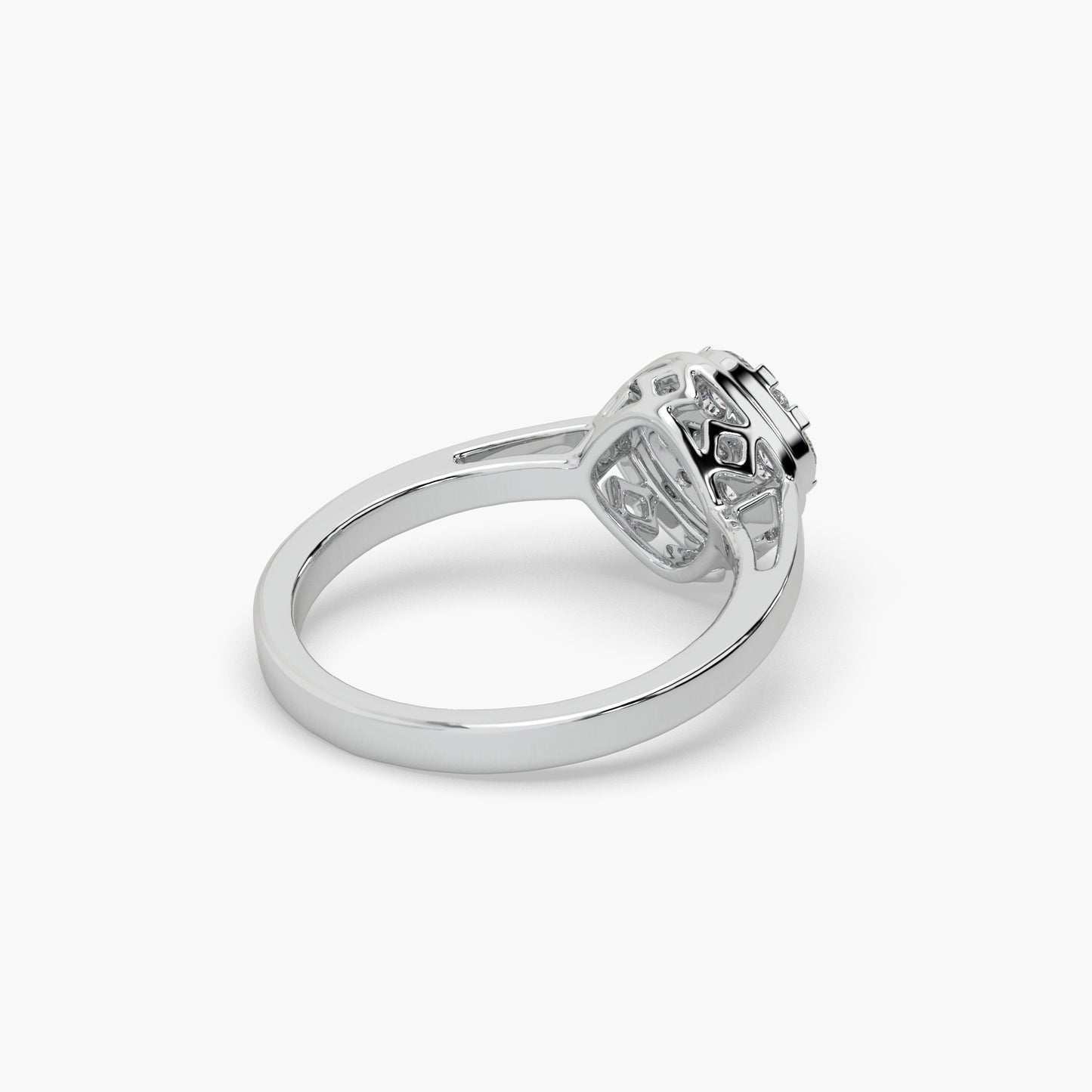 Guru Jewel's Round Diamond Studded Alluring Silver Ring For Her