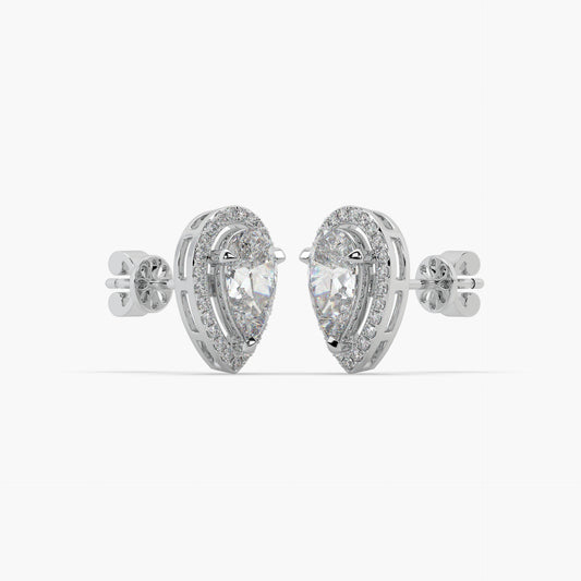 Guru Jewel's Pear Shaped Diamond Studded Silver Earrings For Her