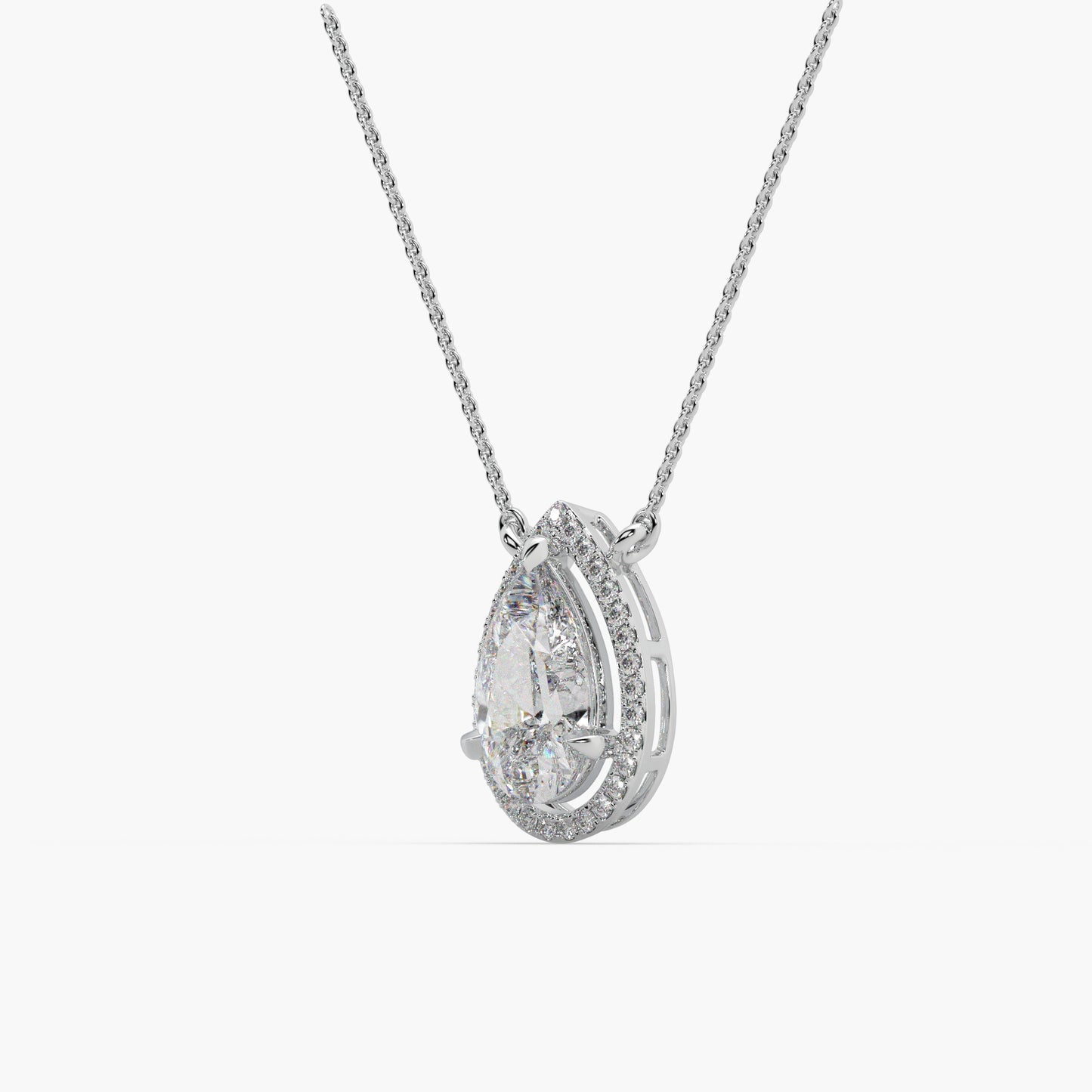 Guru Jewel's Pear Shaped Diamond Studded In Silver Only Pendant For Her