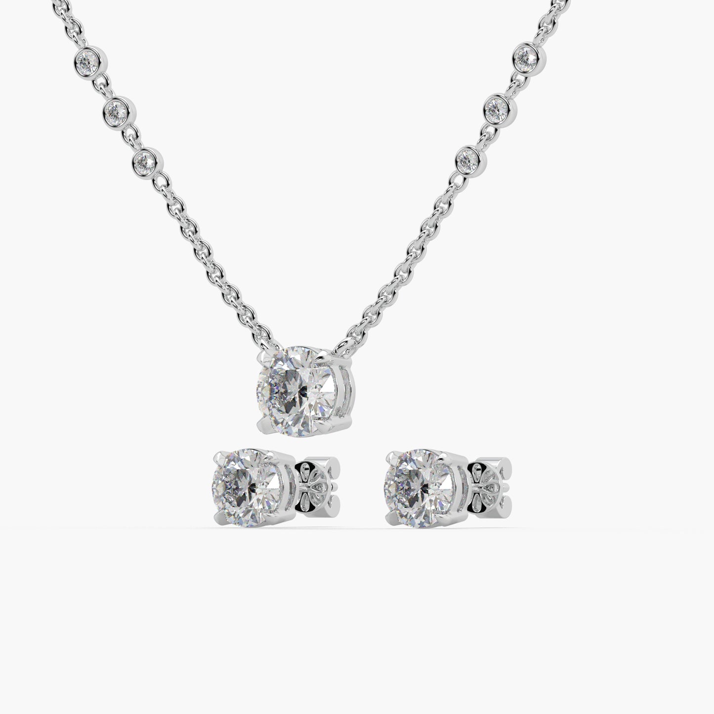 Guru Jewel's Round Solitaire Studded Devastating Silver Pendant Set For Her
