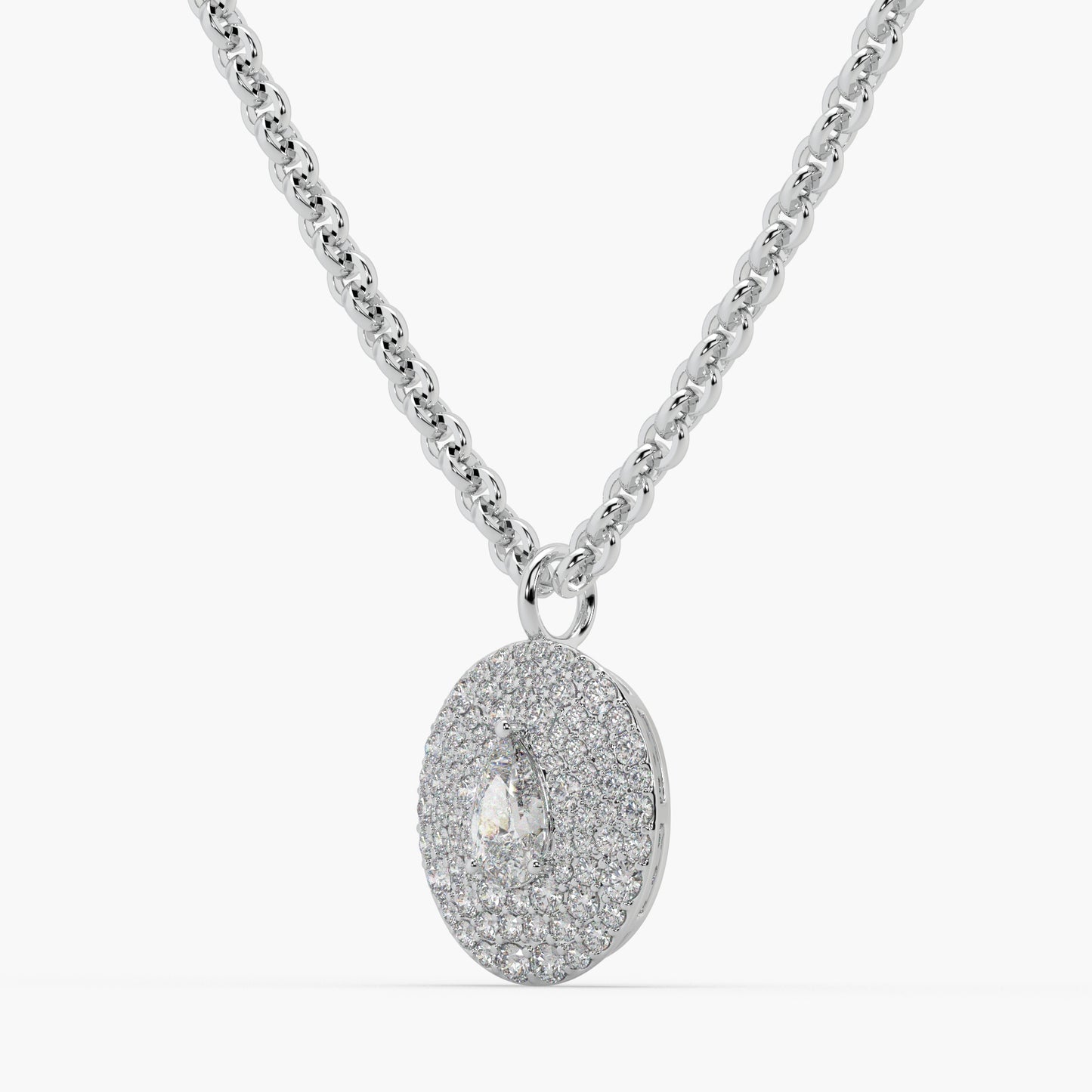 Guru jewel's Round Diamond Studded In Silver Only Pendant For Her