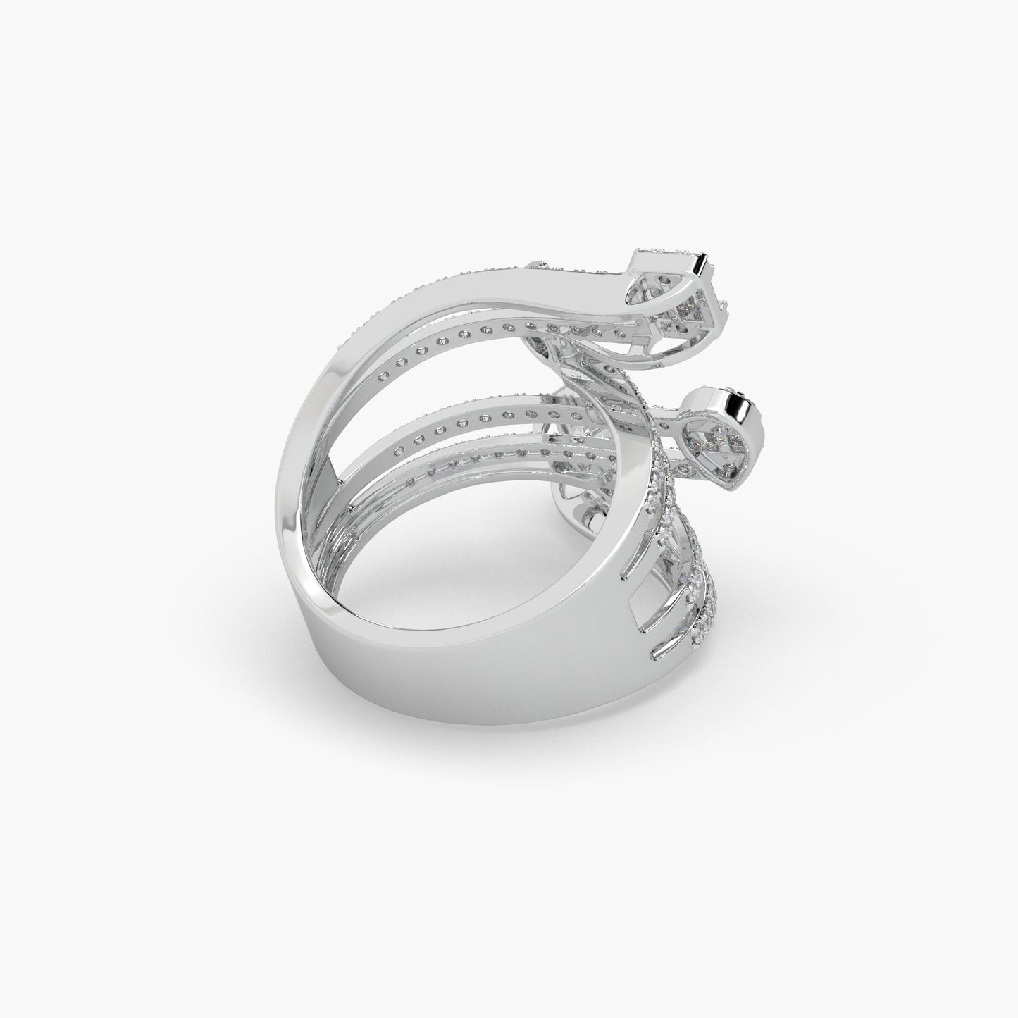 Guru Jewel's Round And Bugget Diamond Studded Attractive Silver Ring For Her