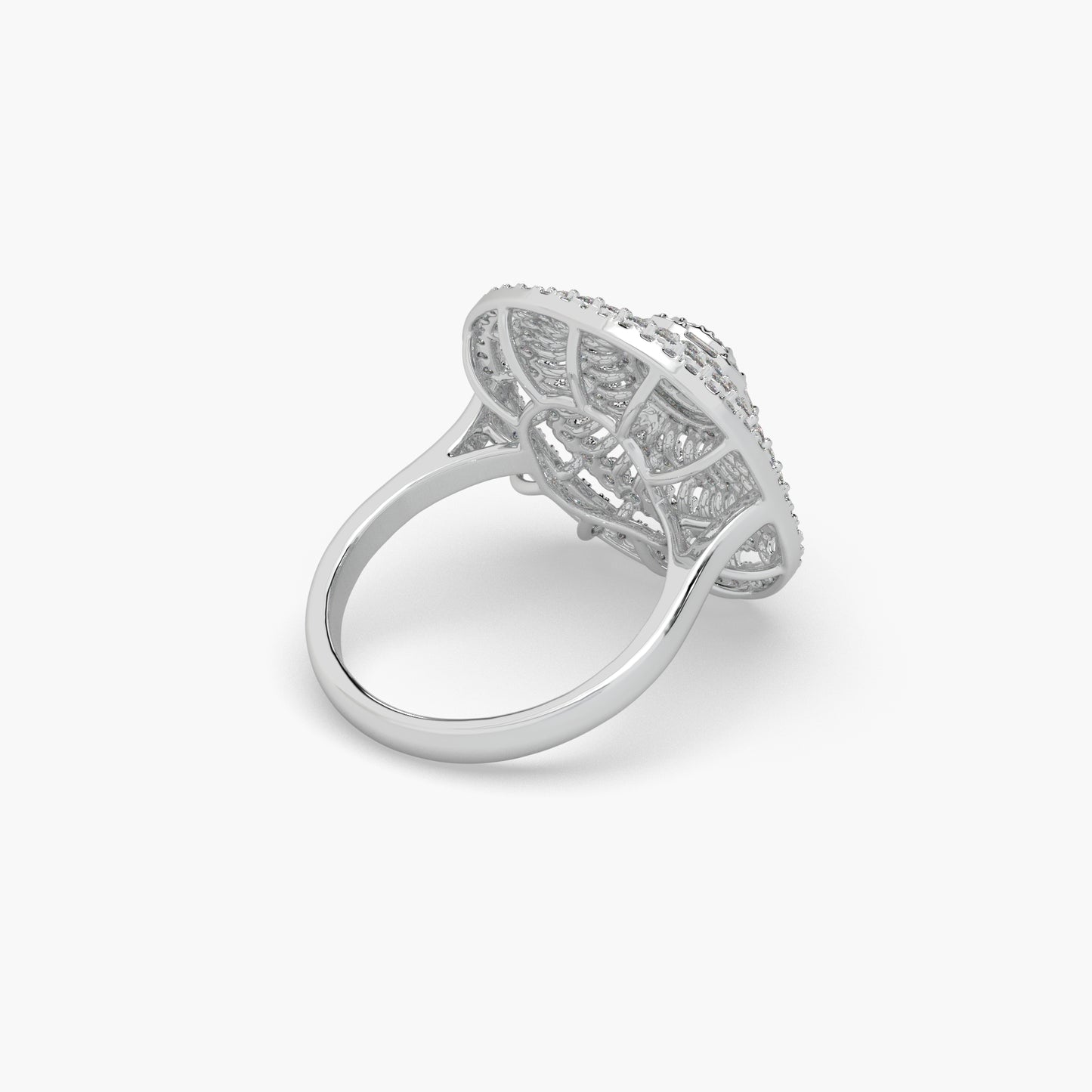 Guru Jewel's Round And Bugget Diamond Studded Fascinating Silver Ring For Her