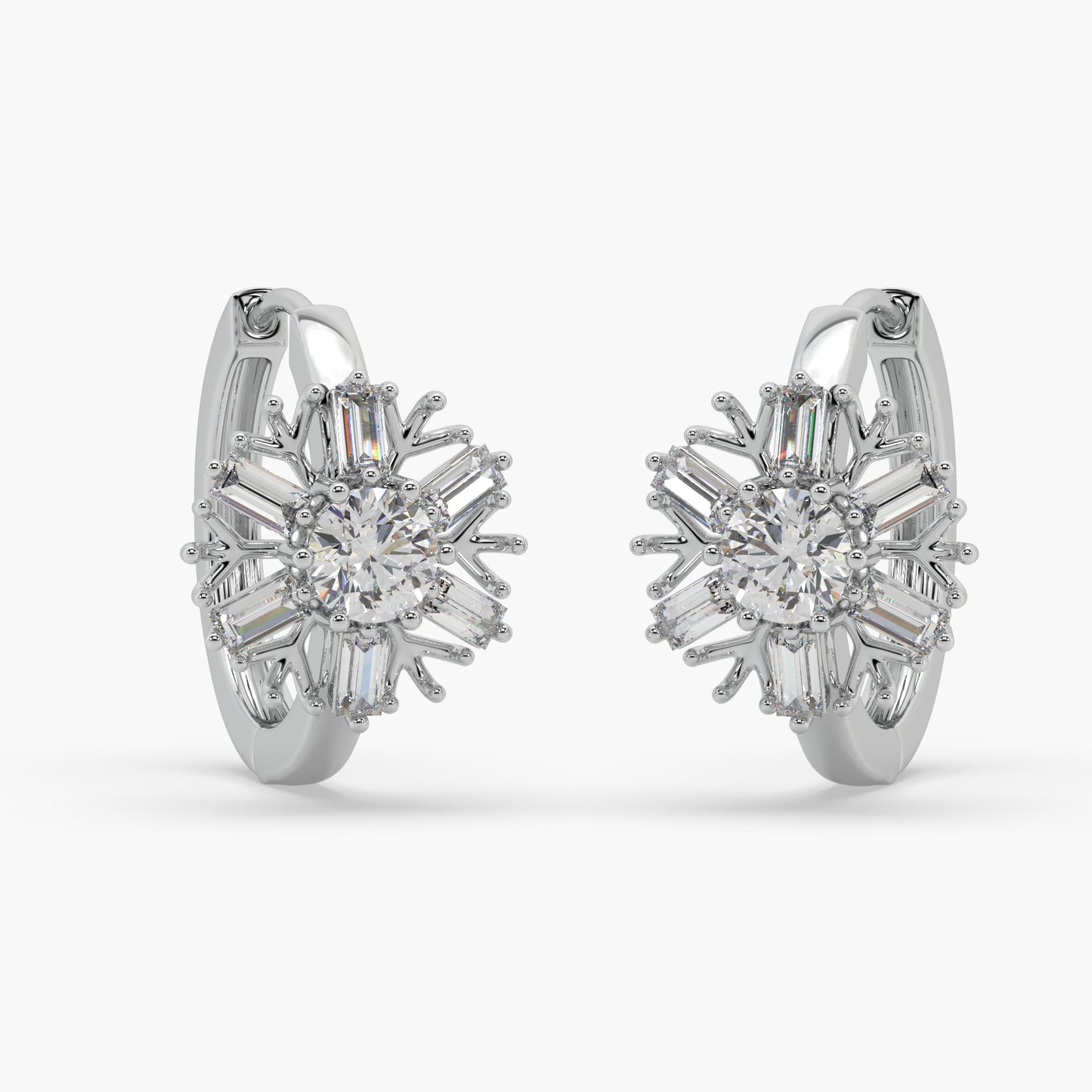 Guru Jewel's Round And Buagget Diamond Studded Bali Silver Earrings For Her