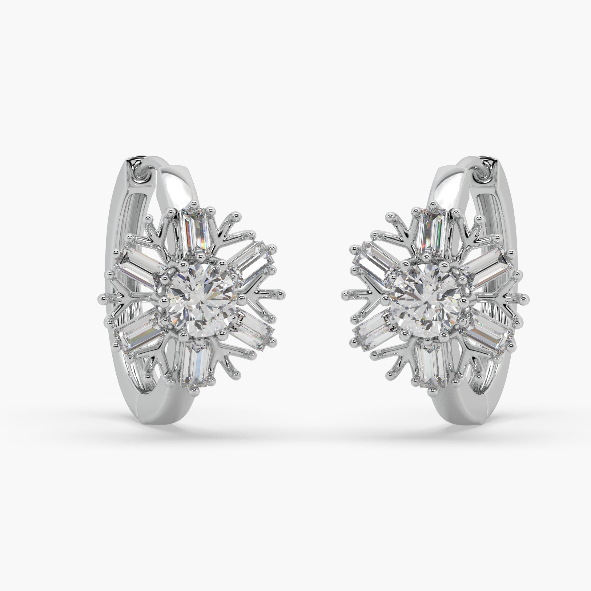 Guru Jewel's Round And Buagget Diamond Studded Bali Silver Earrings For Her